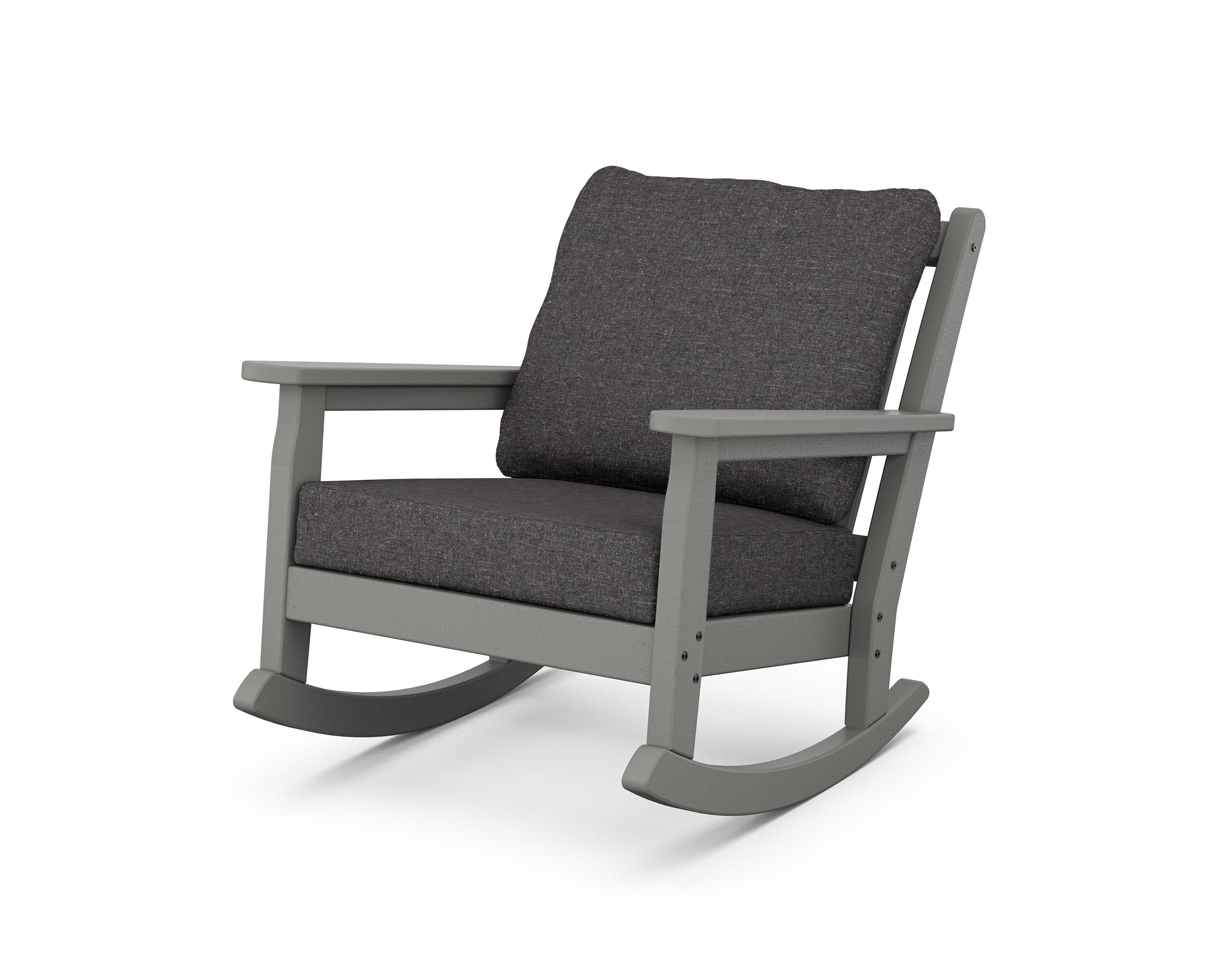 POLYWOOD® Chippendale Deep Seating Rocking Chair in Slate Grey / Ash Charcoal