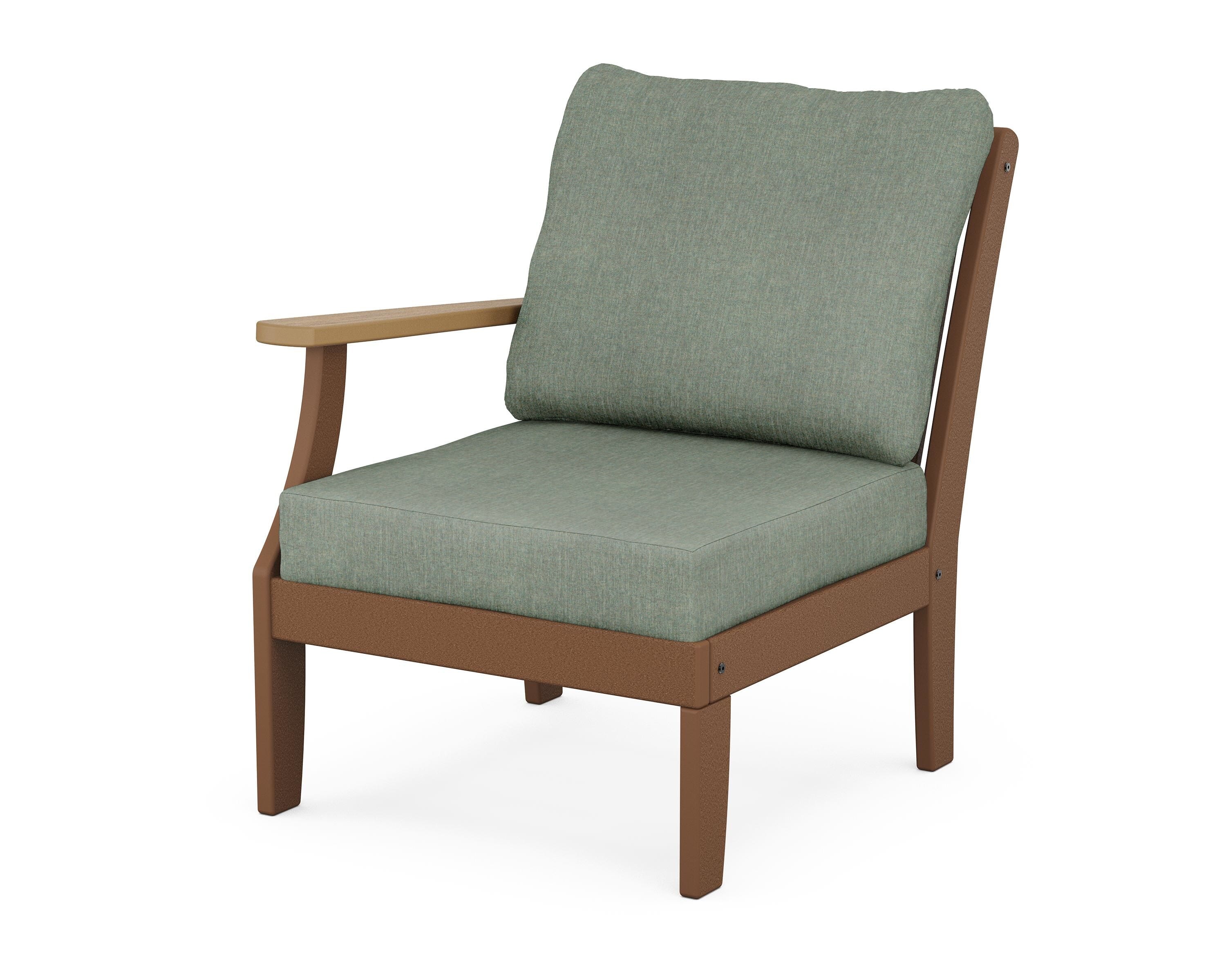 POLYWOOD® Braxton Modular Left Arm Chair in Teak / Natural / Cast Sage