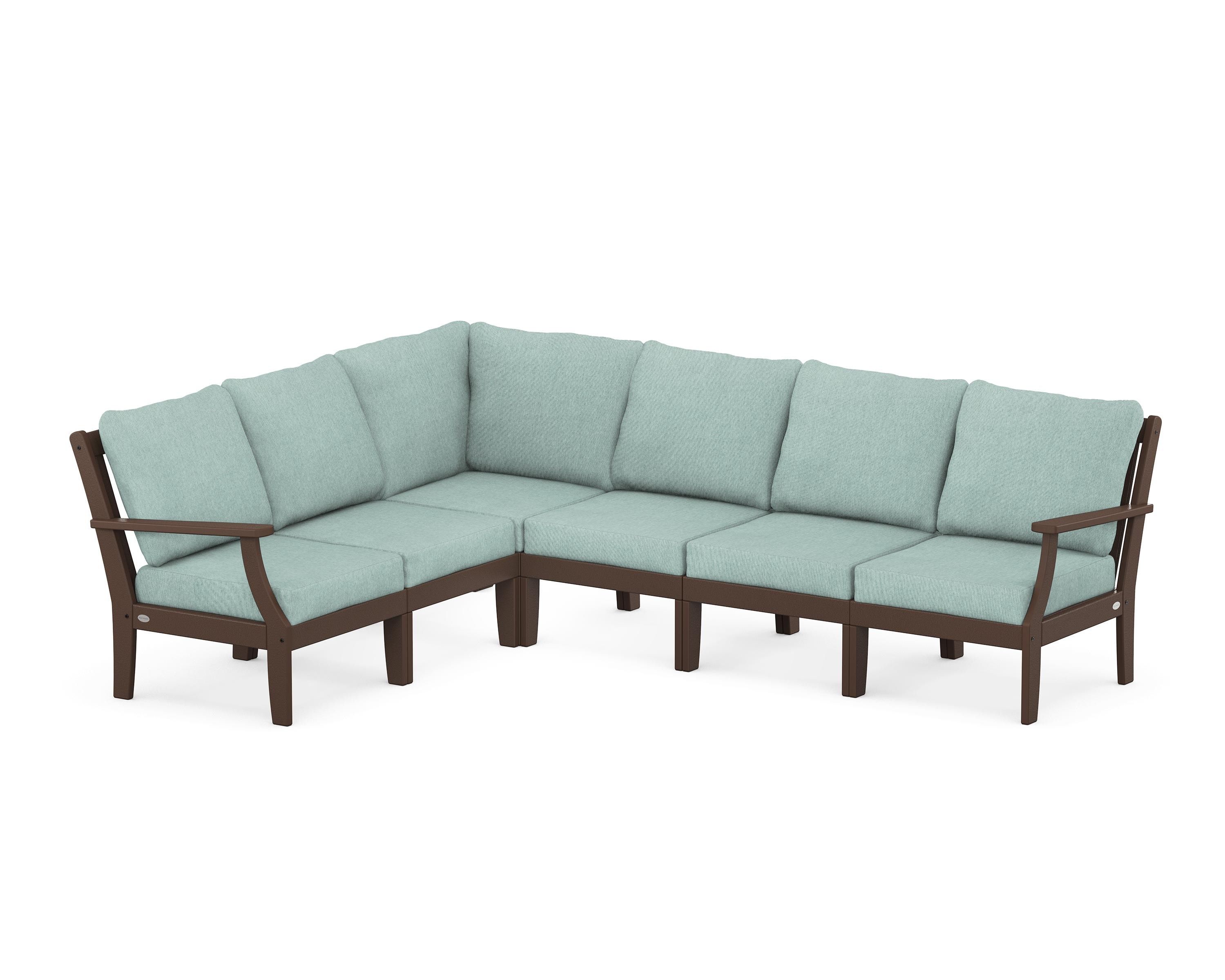 POLYWOOD® Braxton Modular 6-Piece Deep Seating Set in Mahogany / Glacier Spa