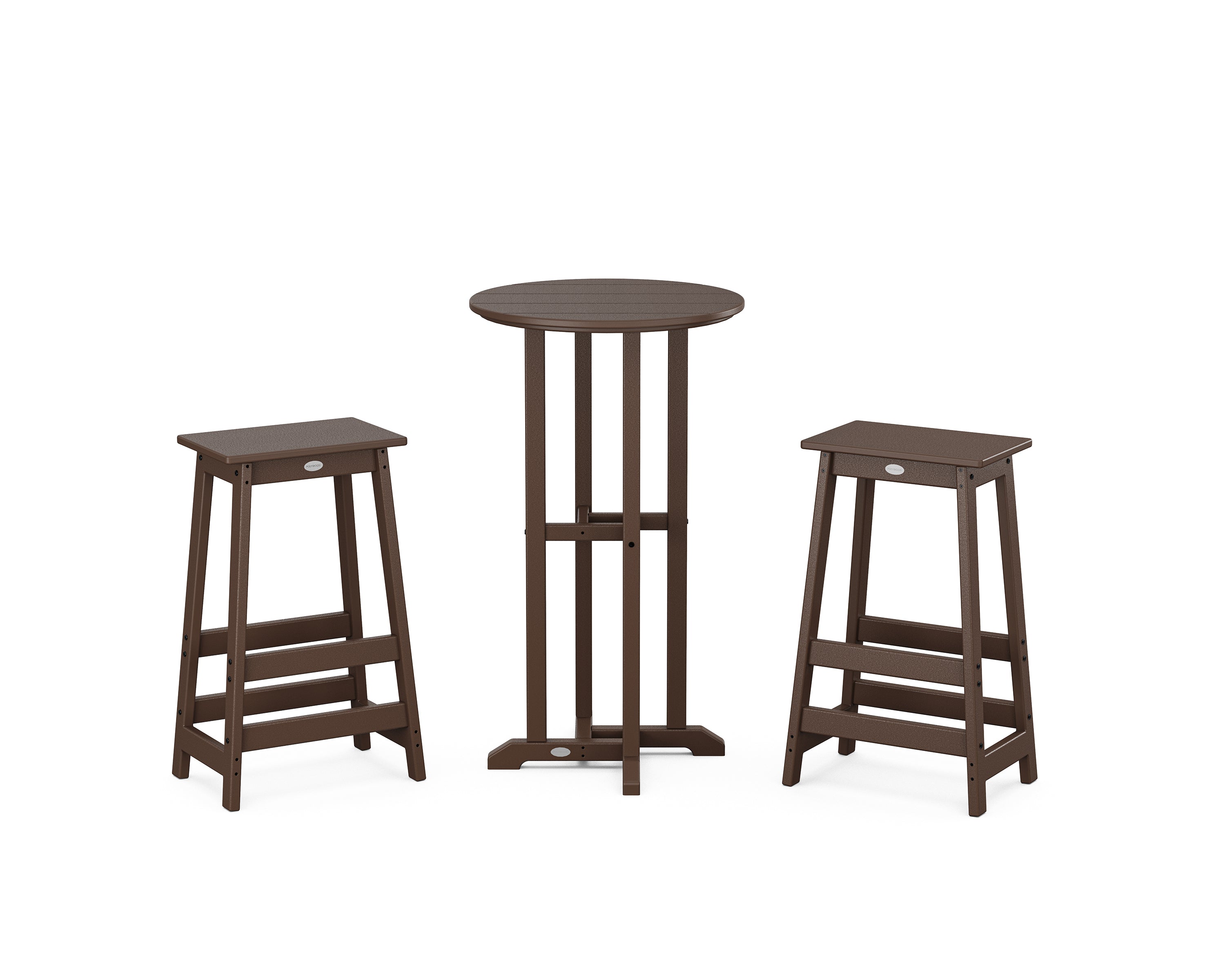 POLYWOOD® Modern Studio Bar Stool 3-Piece Bistro Set in Mahogany