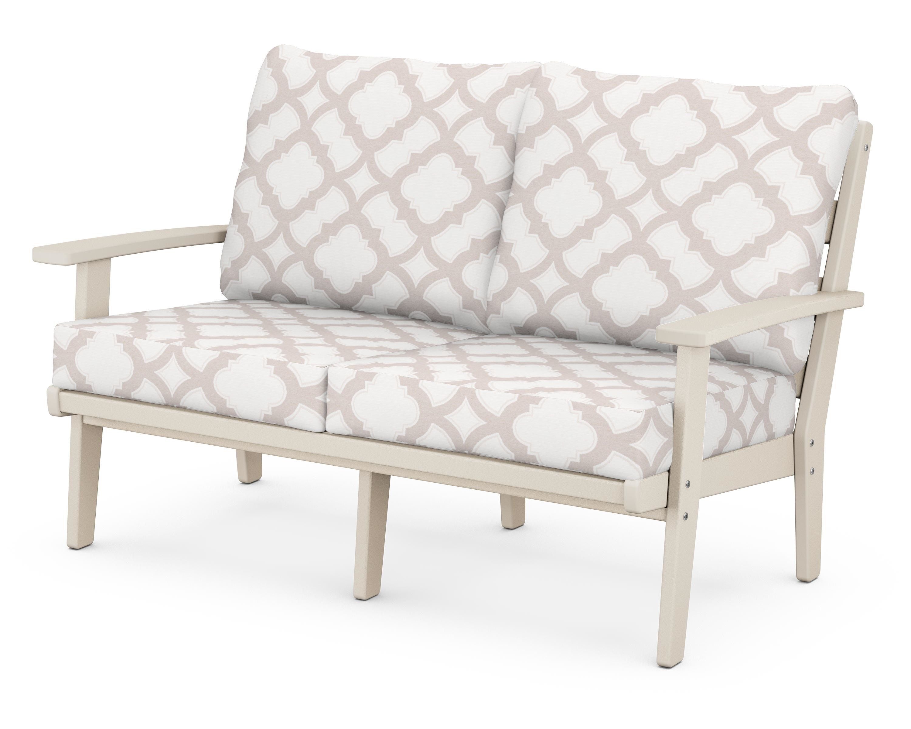 POLYWOOD® Grant Park Deep Seating Loveseat in Sand / Trellis Dune Burlap