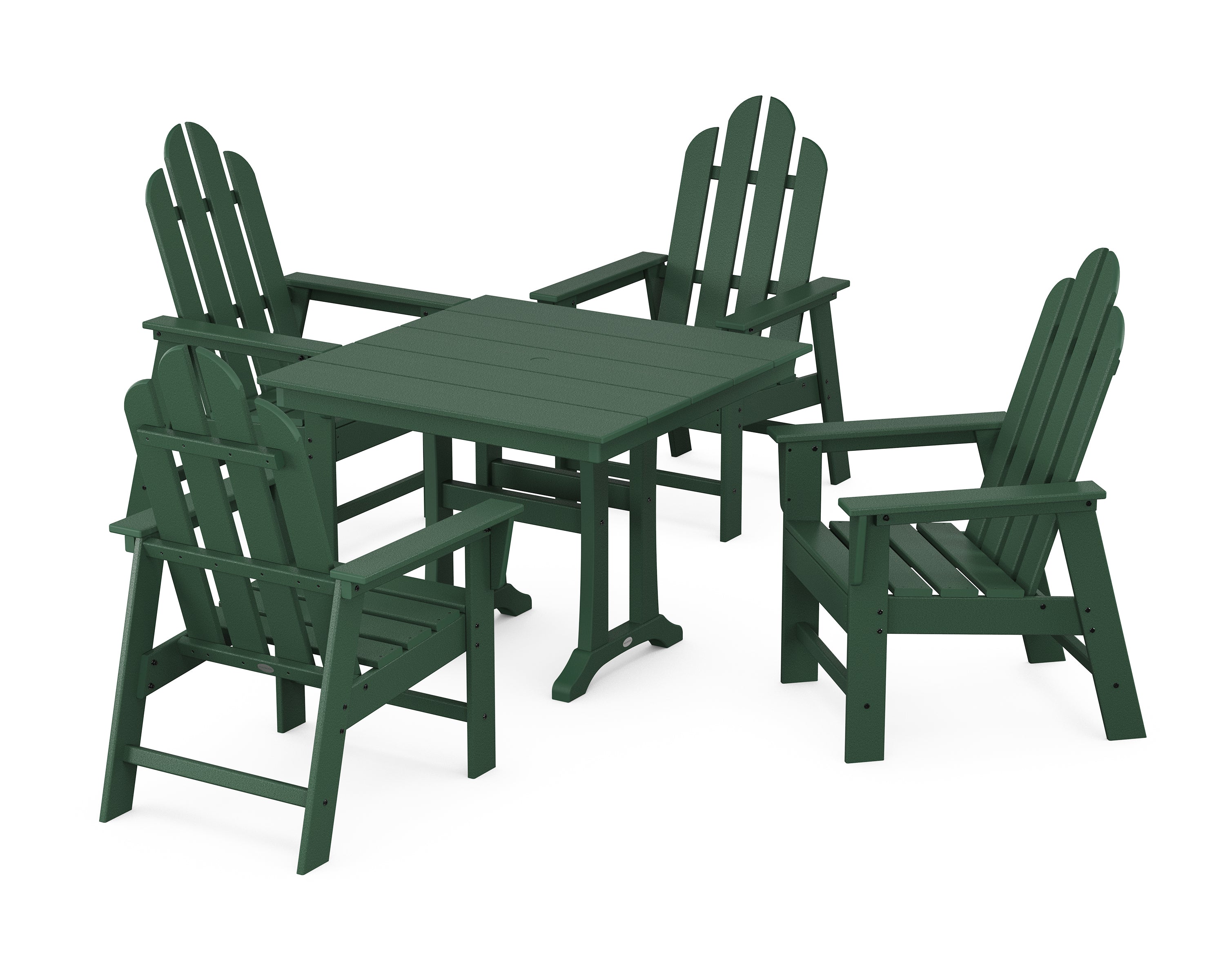 POLYWOOD® Long Island 5-Piece Farmhouse Dining Set With Trestle Legs in Green