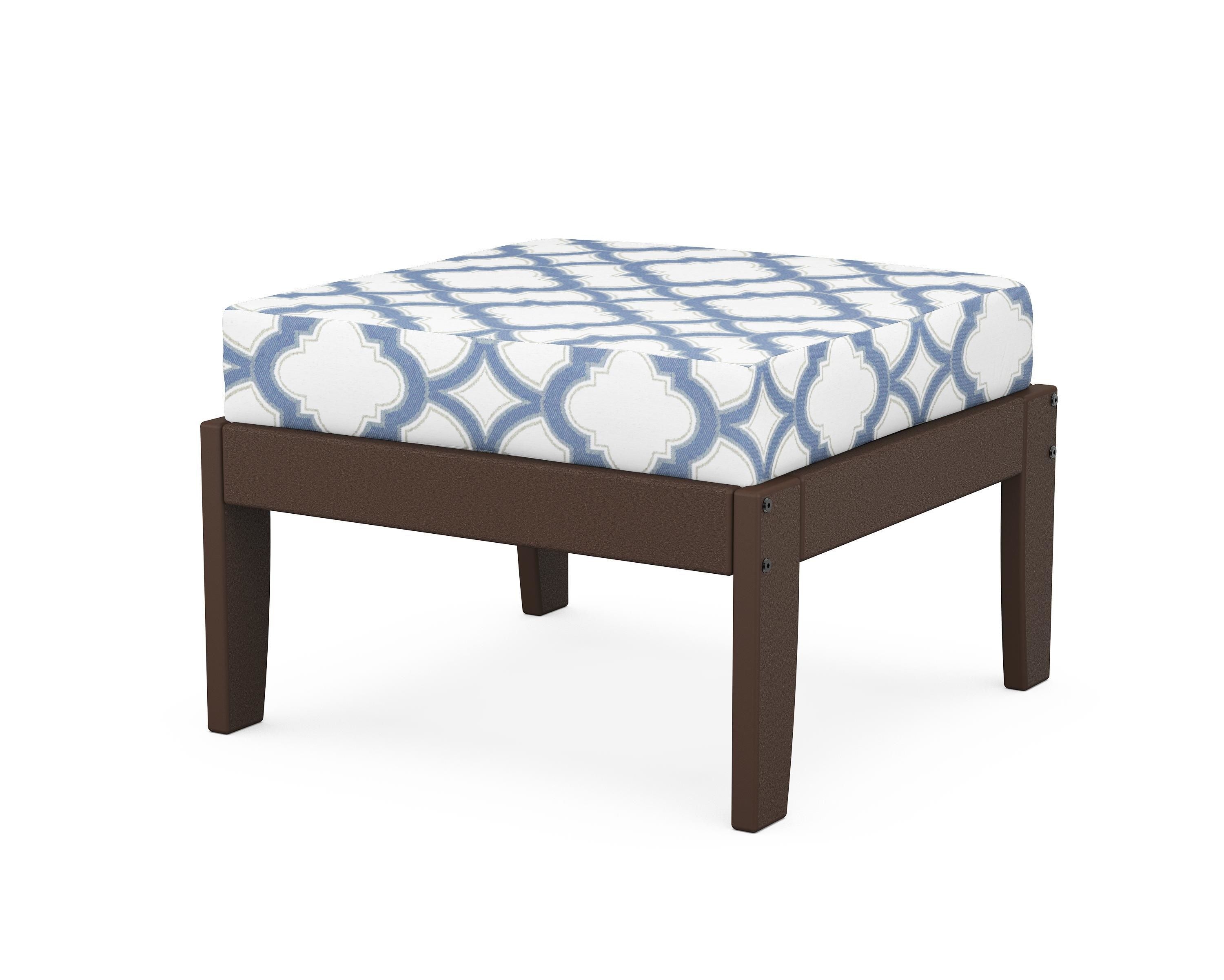 Unbranded Modular Ottoman - Classic in Mahogany / Trellis Sky Blue