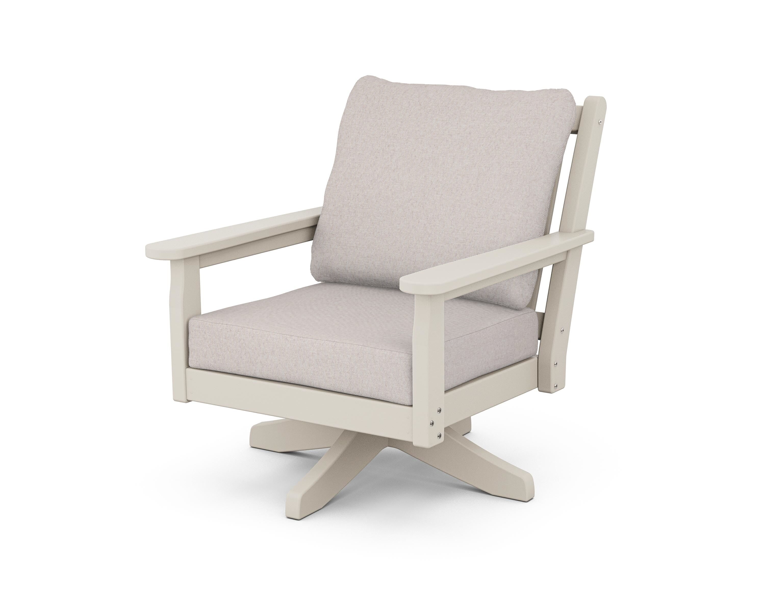 POLYWOOD® Chippendale Deep Seating Swivel Chair in Sand / Dune Burlap