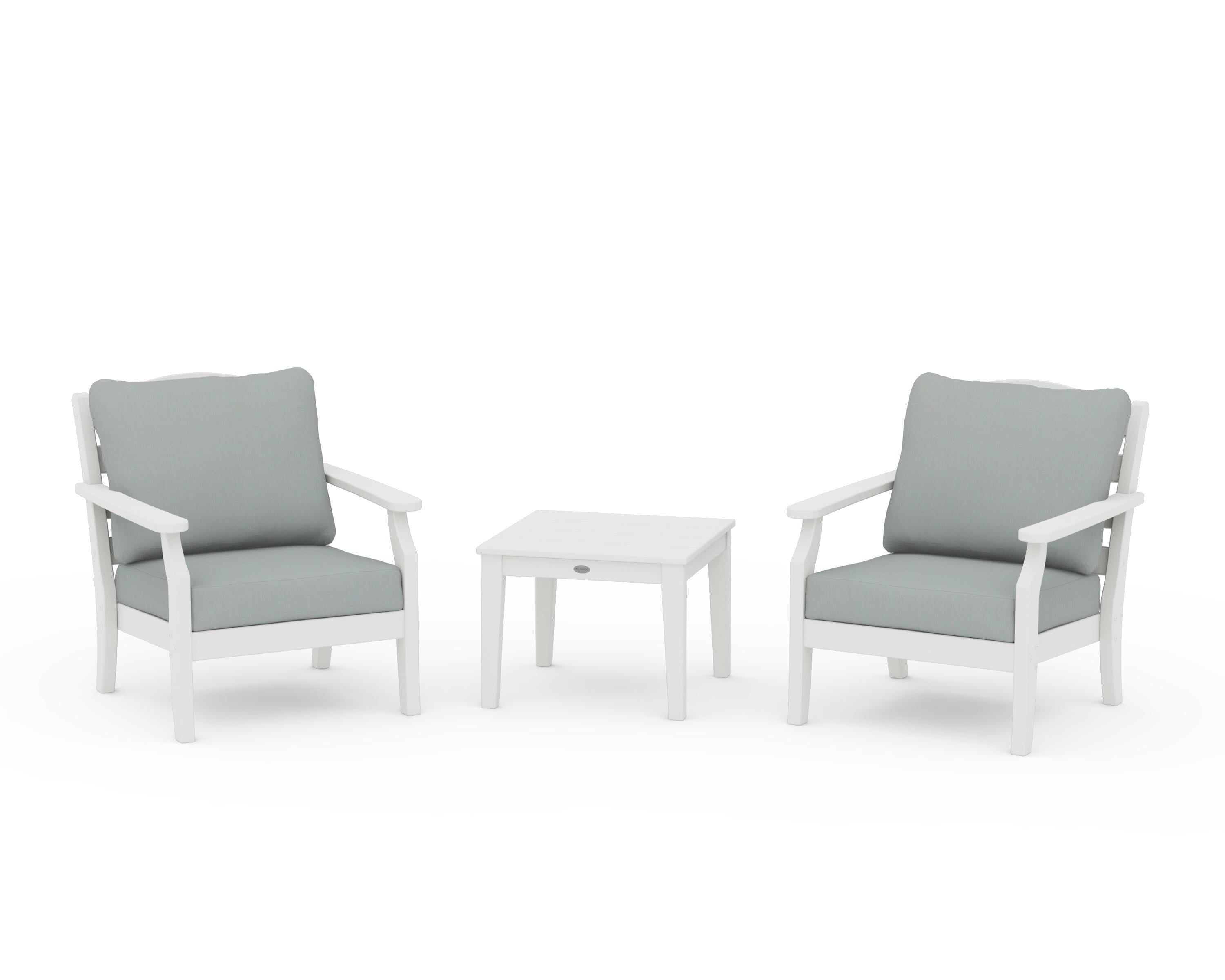 Draper James™ by POLYWOOD® Savannah 3-Piece Deep Seating Set in Vintage White / Spa