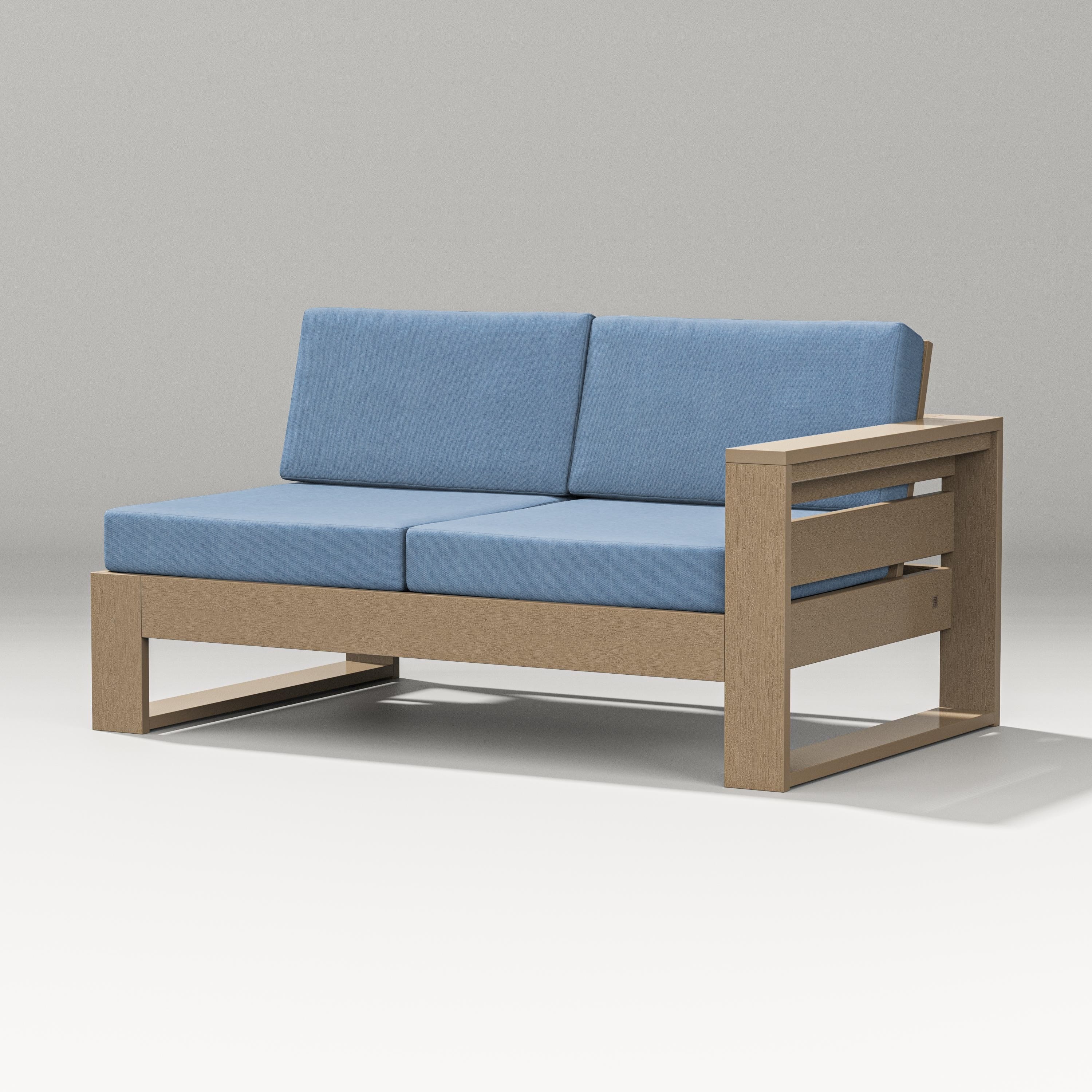 PW Designer Series Latitude Modular Right Arm Loveseat in Vintage Sahara / Sky Blue