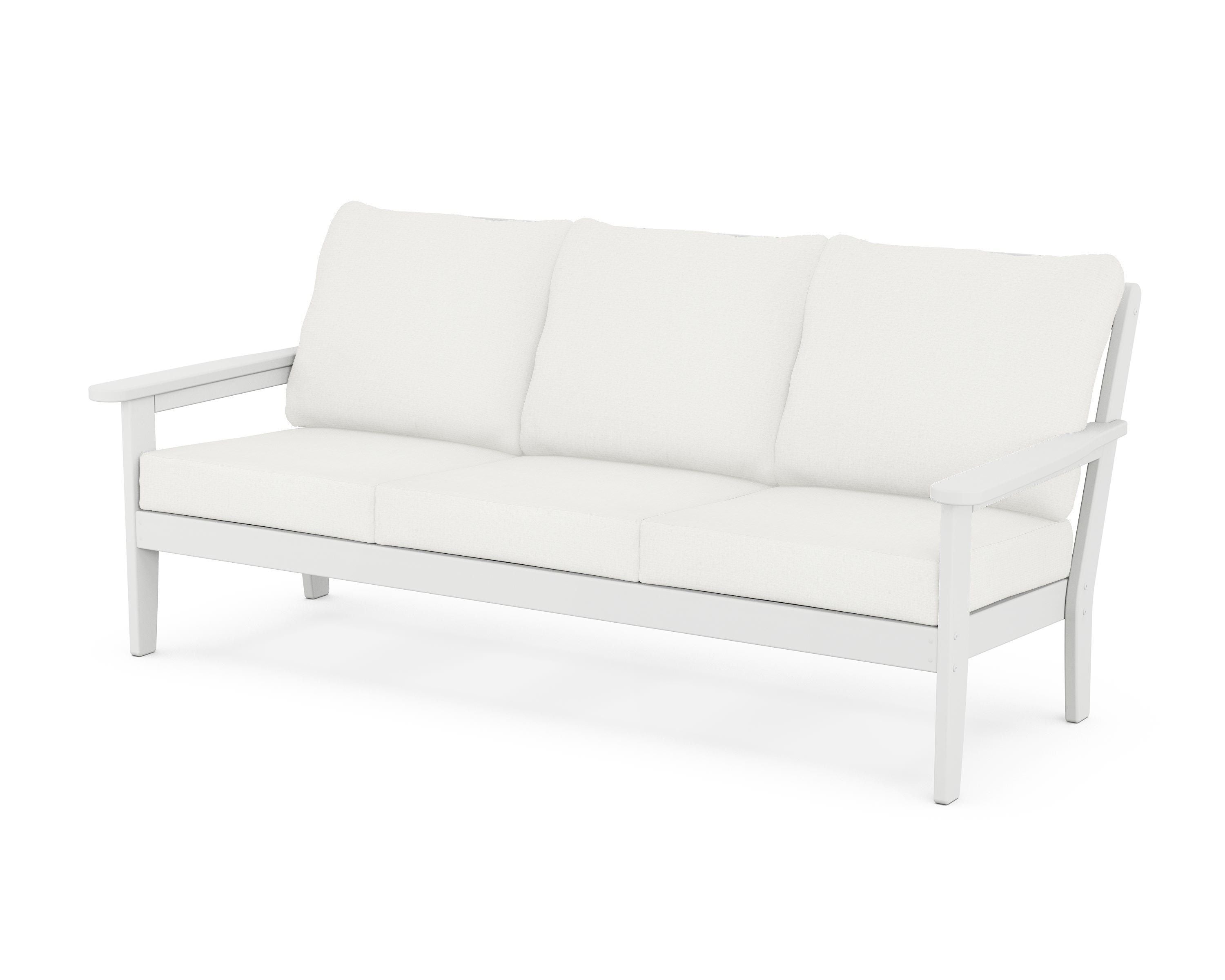 Country Living Cottage Deep Seating Sofa in White / Natural Linen