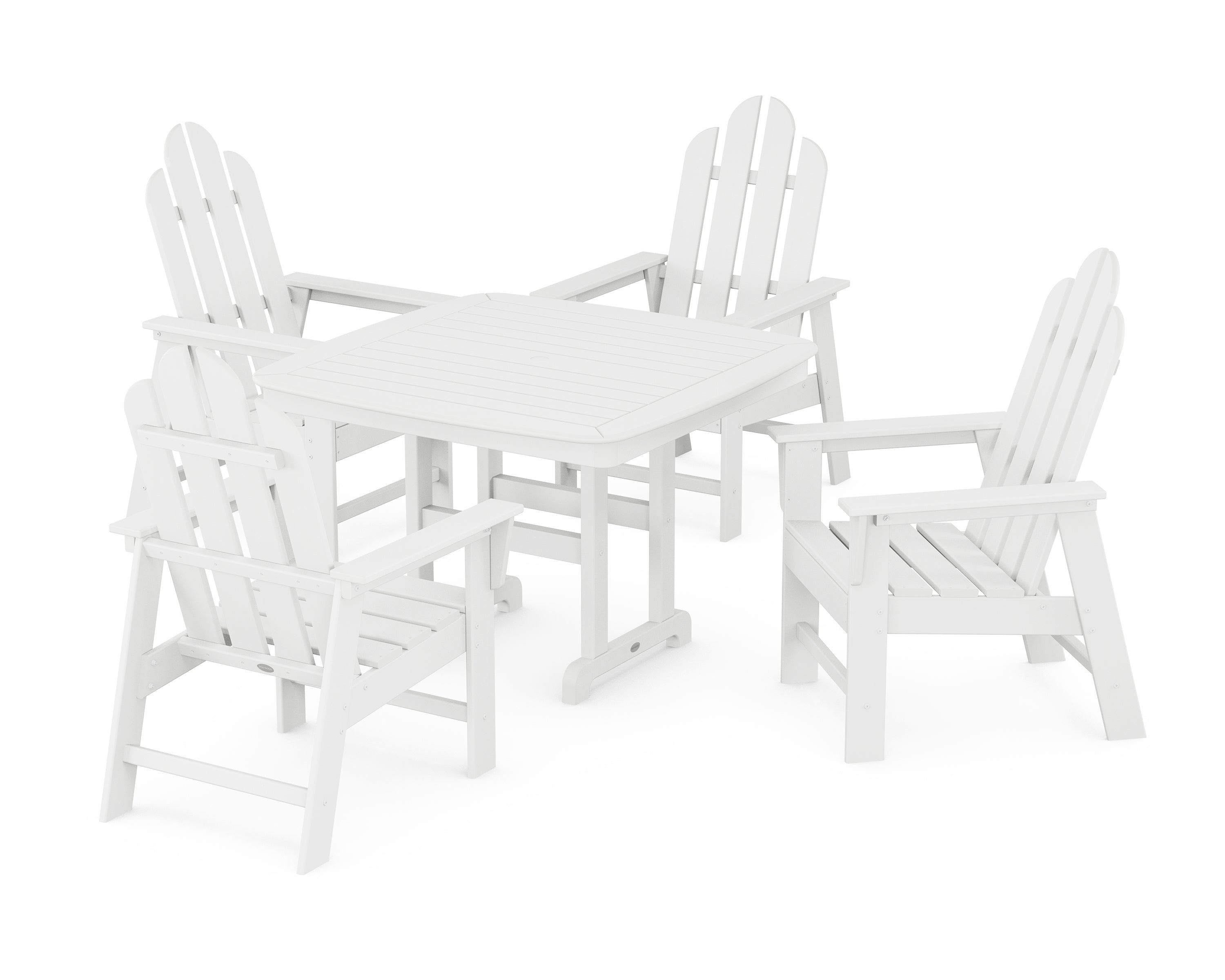 POLYWOOD® Long Island 5-Piece Dining Set with Trestle Legs in White