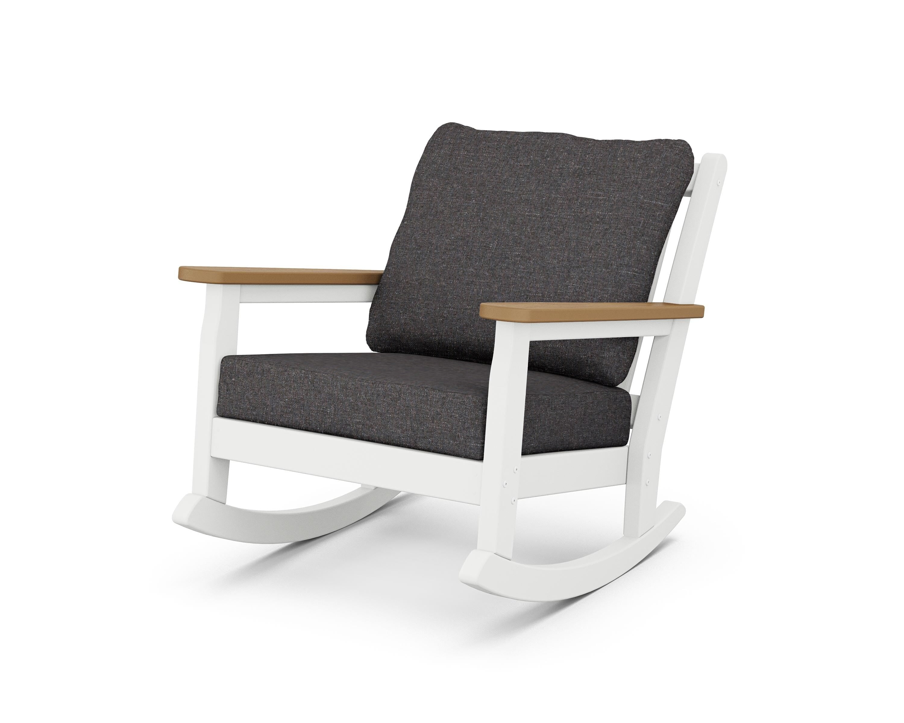 POLYWOOD® Chippendale Deep Seating Rocking Chair in White / Natural / Ash Charcoal