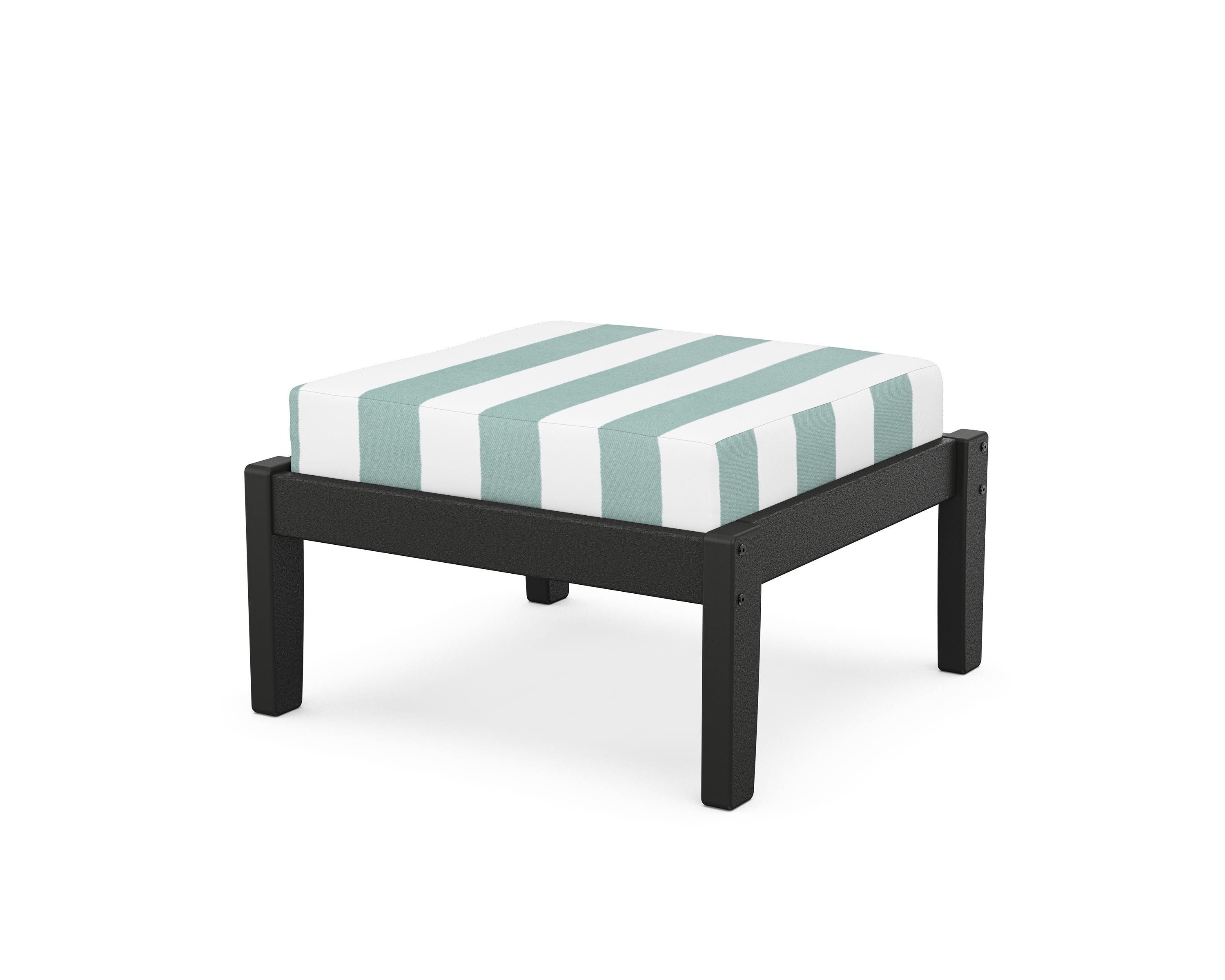 Unbranded Deep Seating Ottoman in Black / Cabana Stripe Glacier Spa