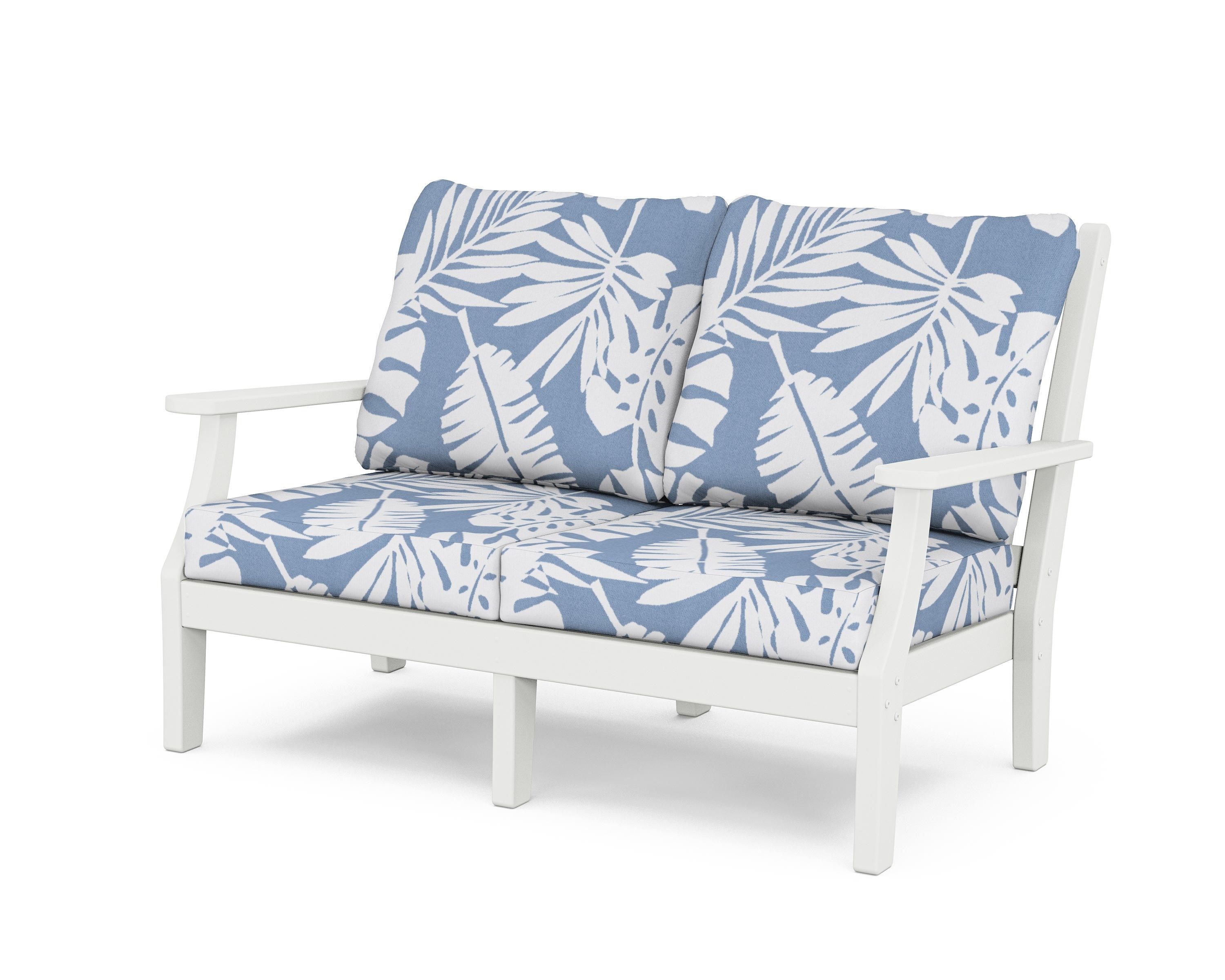Country Living Wovendale Deep Seating Loveseat in White / Leaf Sky Blue