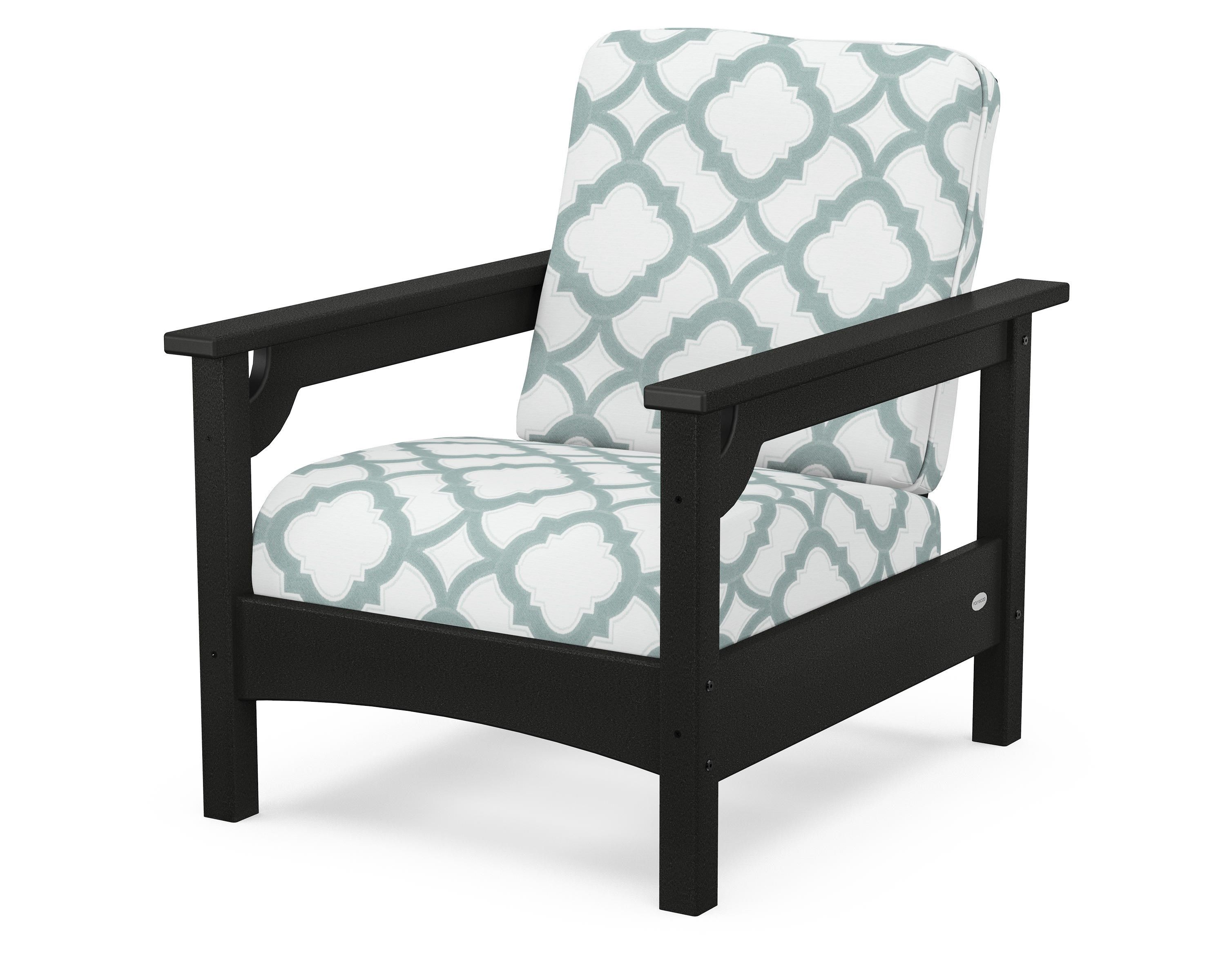 POLYWOOD® Club Chair in Black / Trellis Glacier Spa
