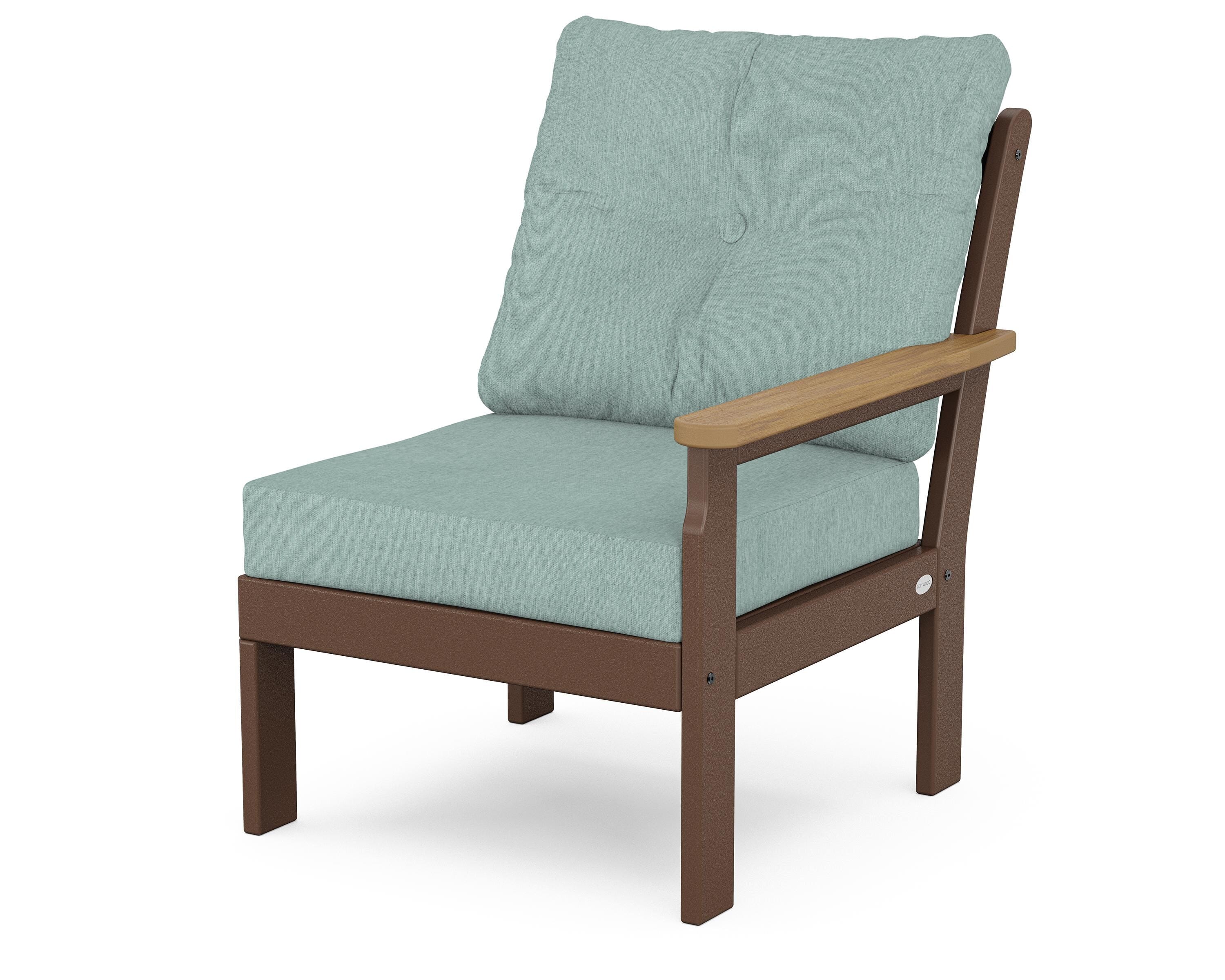 POLYWOOD® Vineyard Modular Right Arm Chair in Mahogany / Natural / Glacier Spa