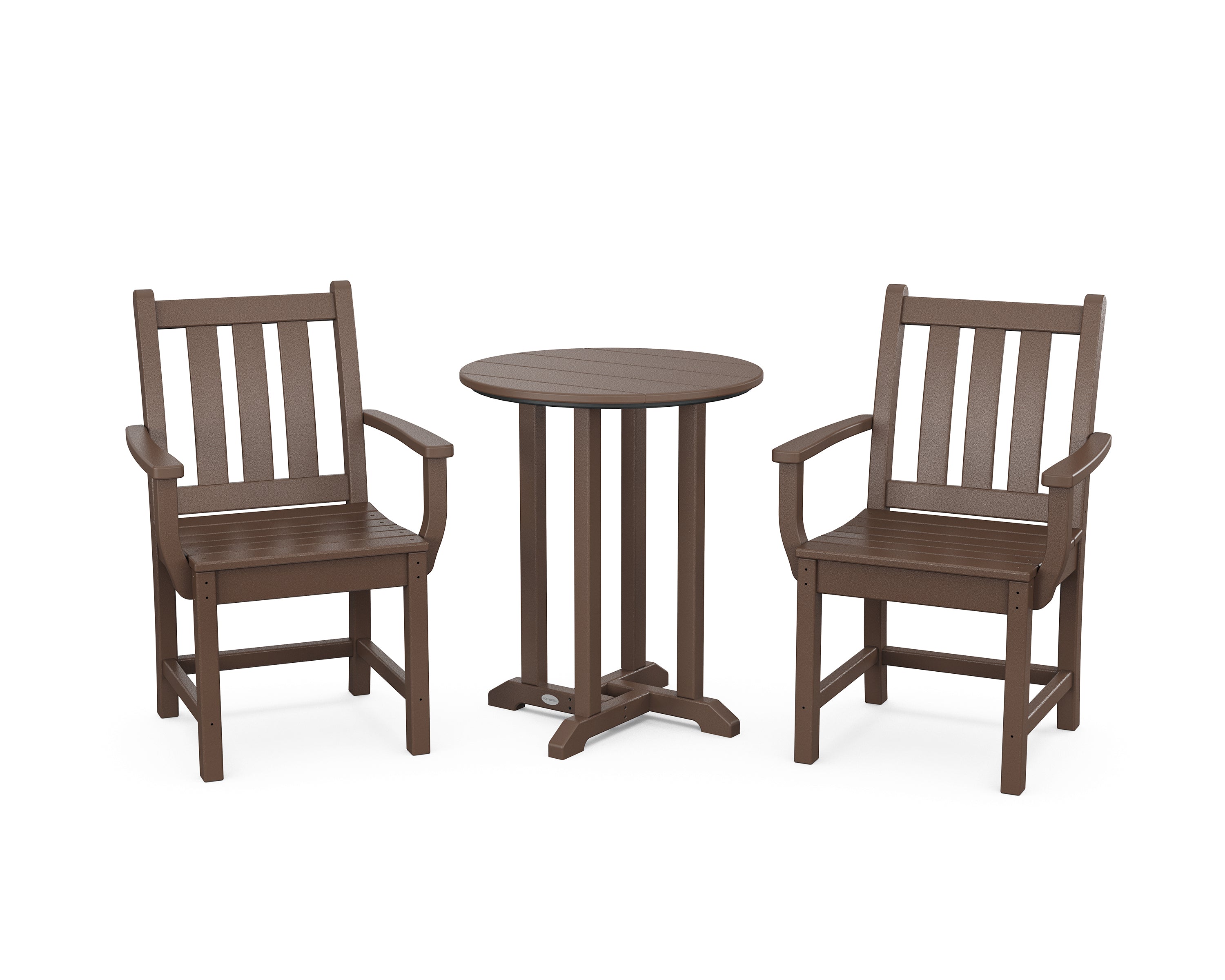 POLYWOOD® Traditional Garden 3-Piece Round Bistro Dining Set in Mahogany