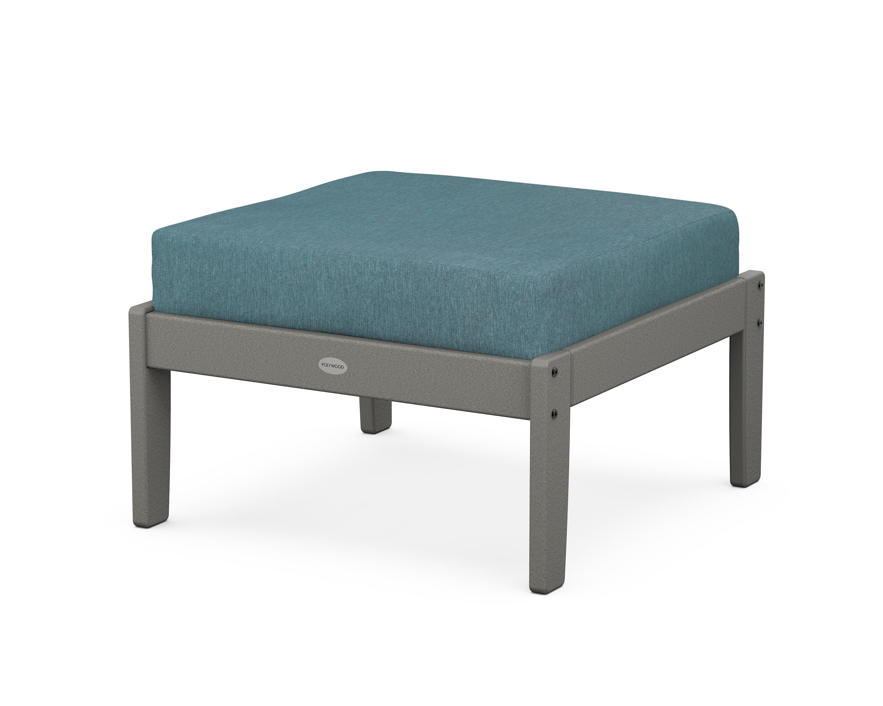 POLYWOOD® Braxton Deep Seating Ottoman in Slate Grey / Ocean Teal