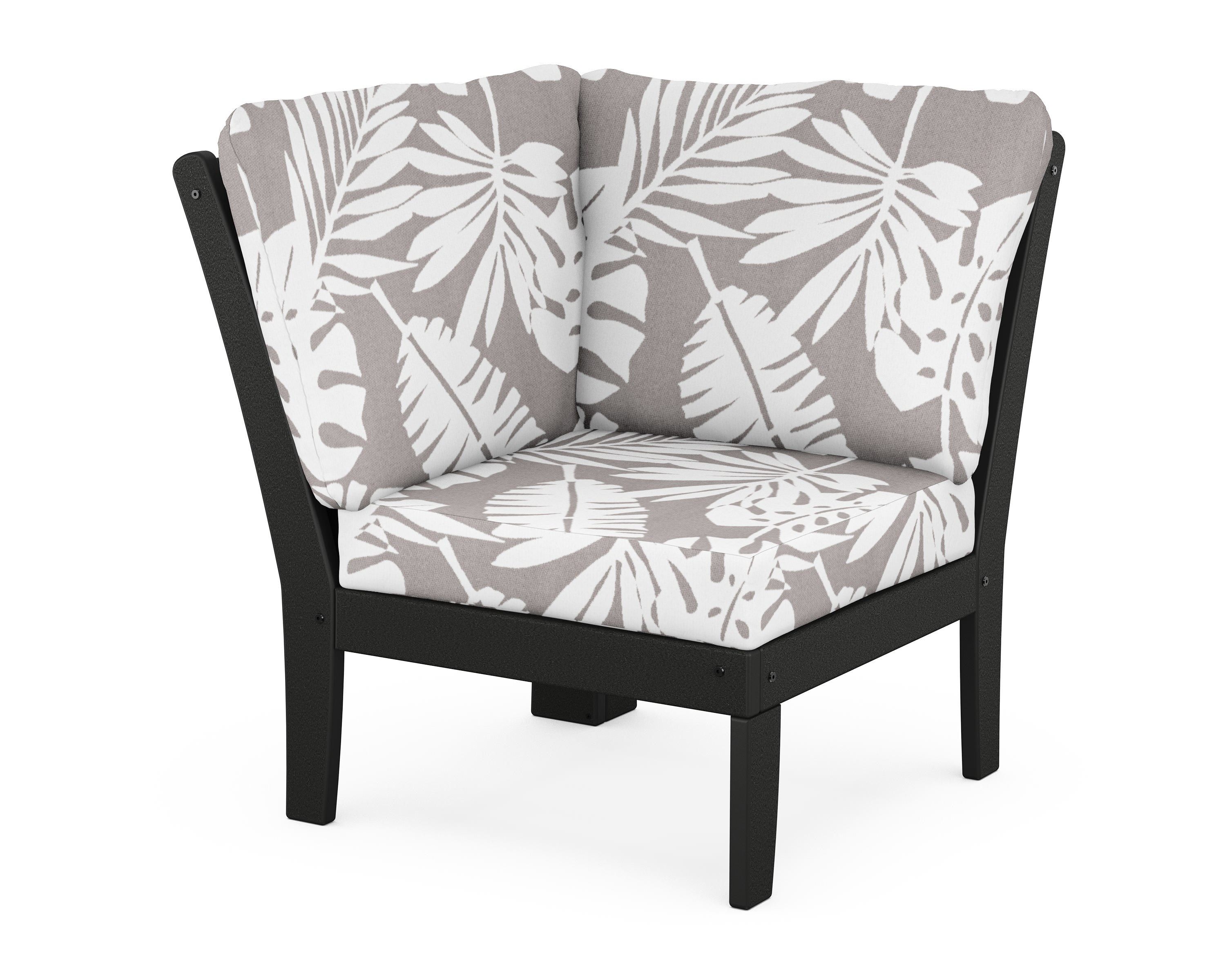 POLYWOOD® Braxton Modular Corner Chair in Black / Leaf Grey Mist