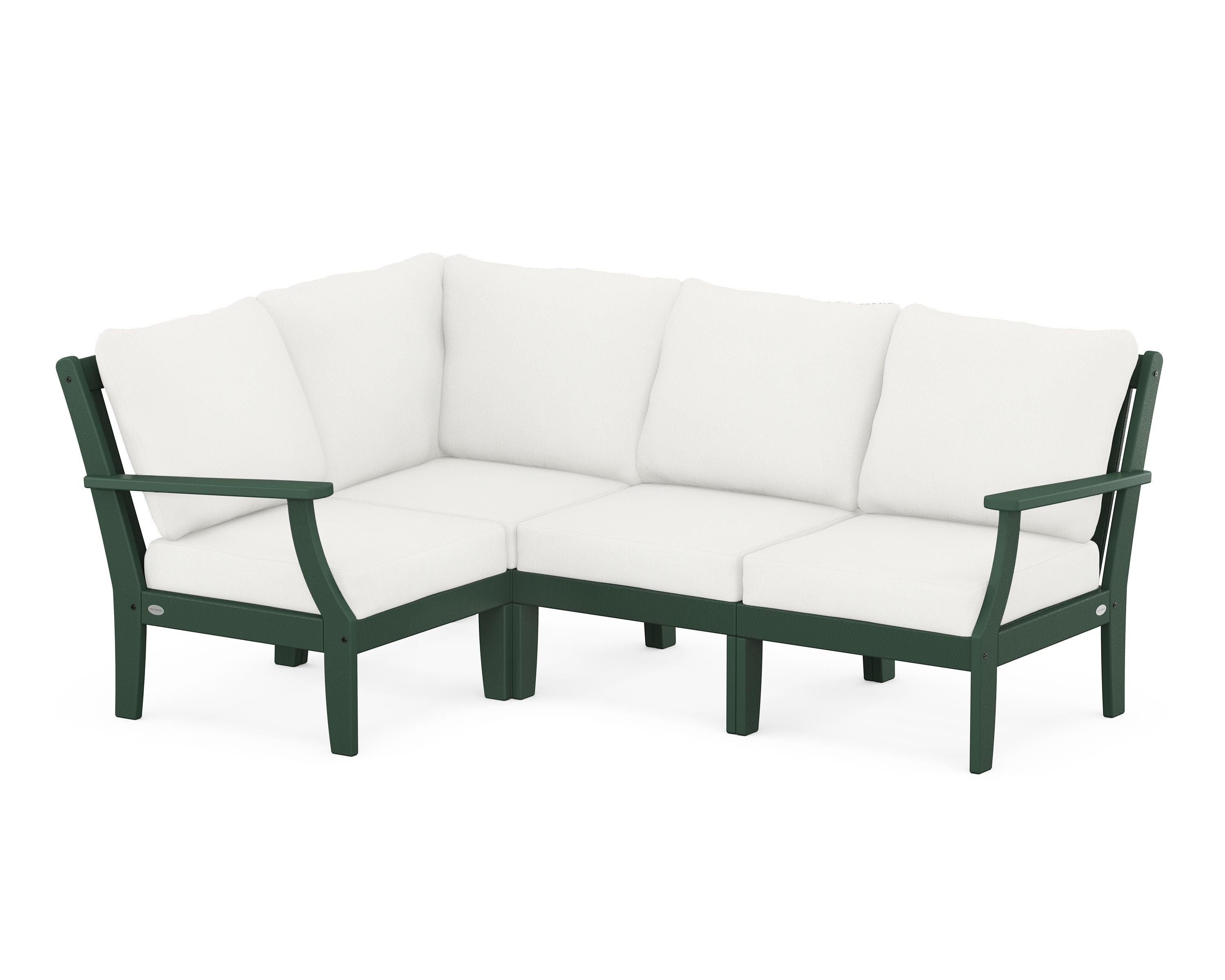 POLYWOOD® Braxton Modular 4-Piece Deep Seating Set in Green / Natural Linen