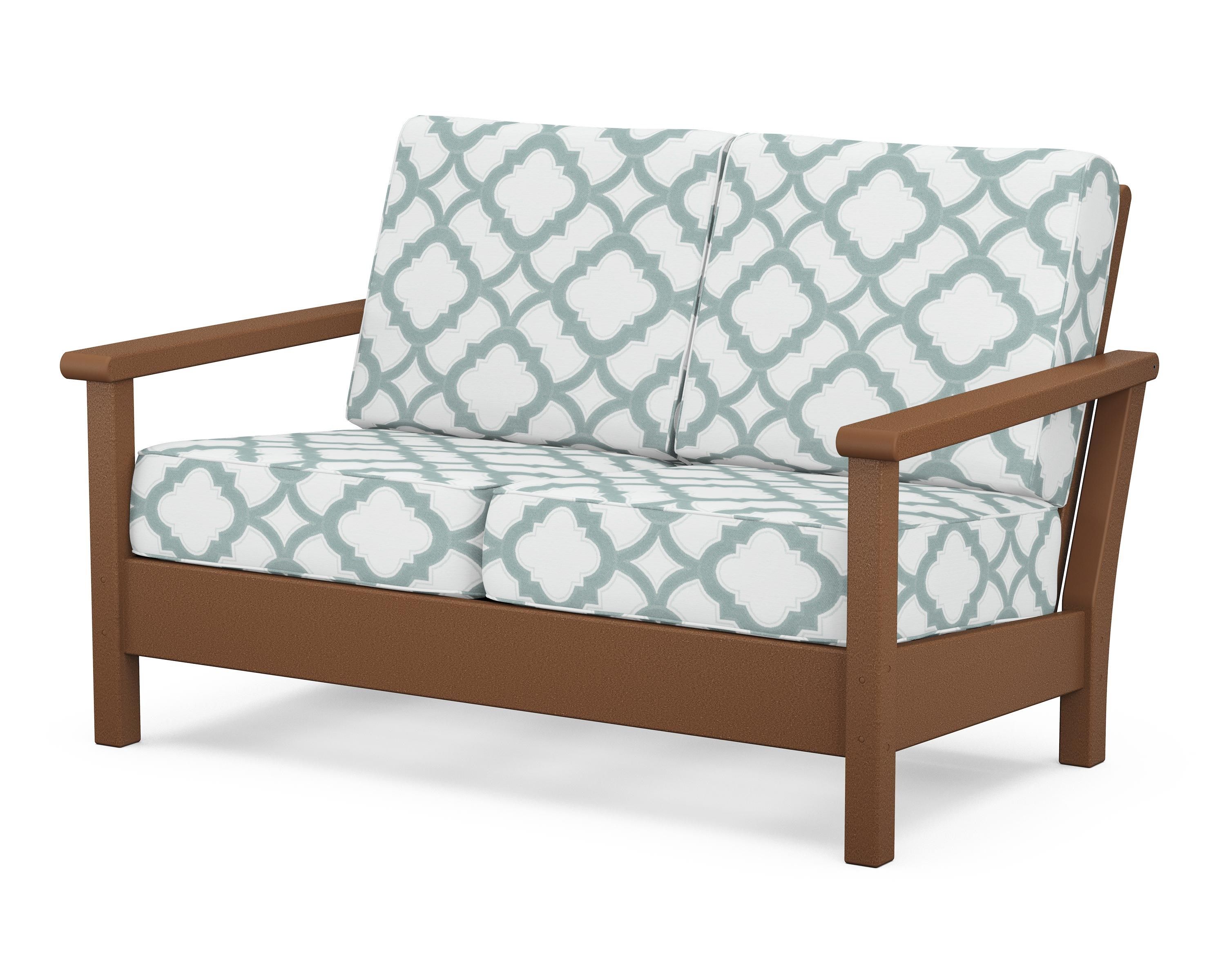 POLYWOOD® Harbour Deep Seating Loveseat in Teak / Trellis Glacier Spa