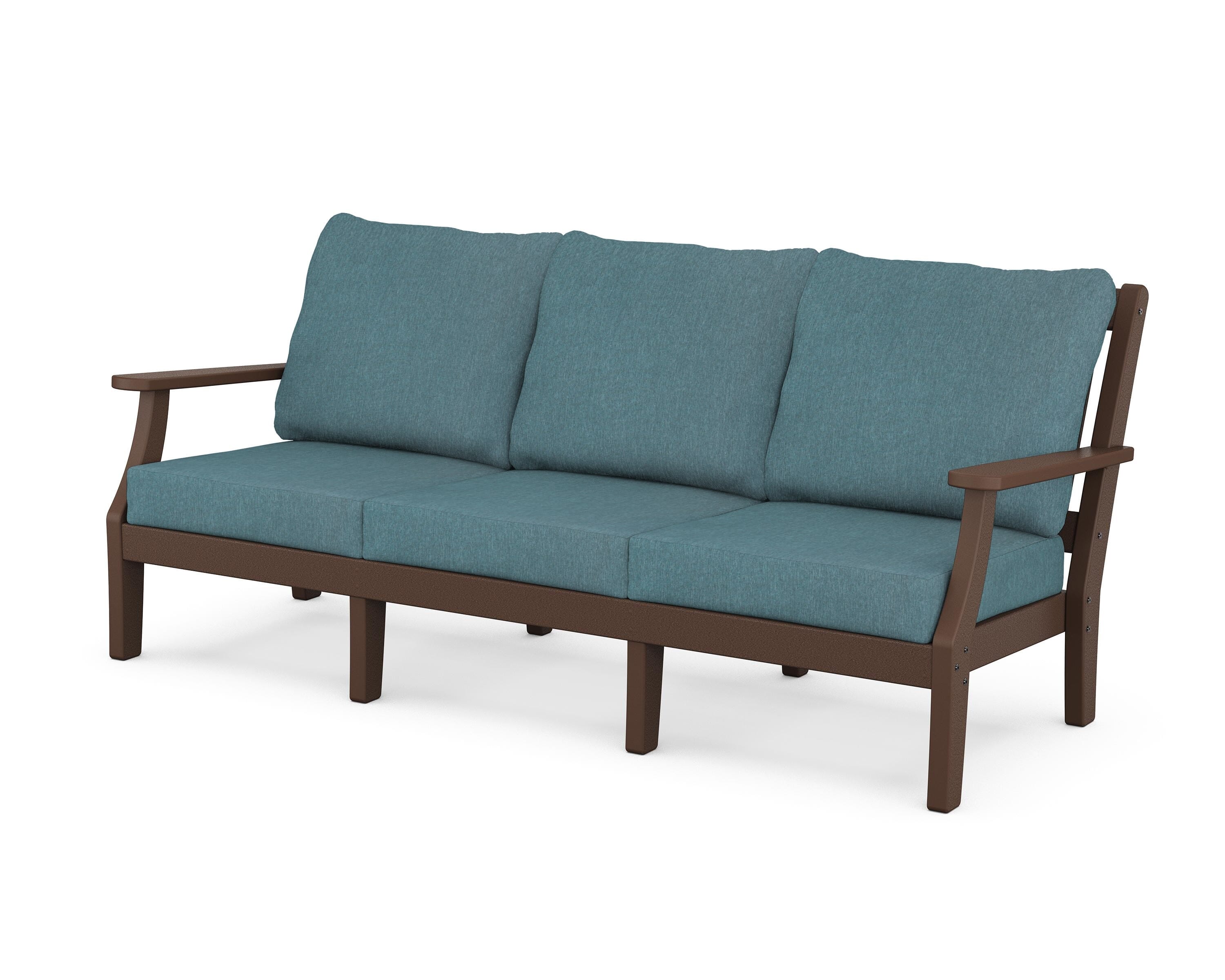 Martha Stewart by POLYWOOD® Chinoiserie Deep Seating Sofa in Mahogany / Ocean Teal