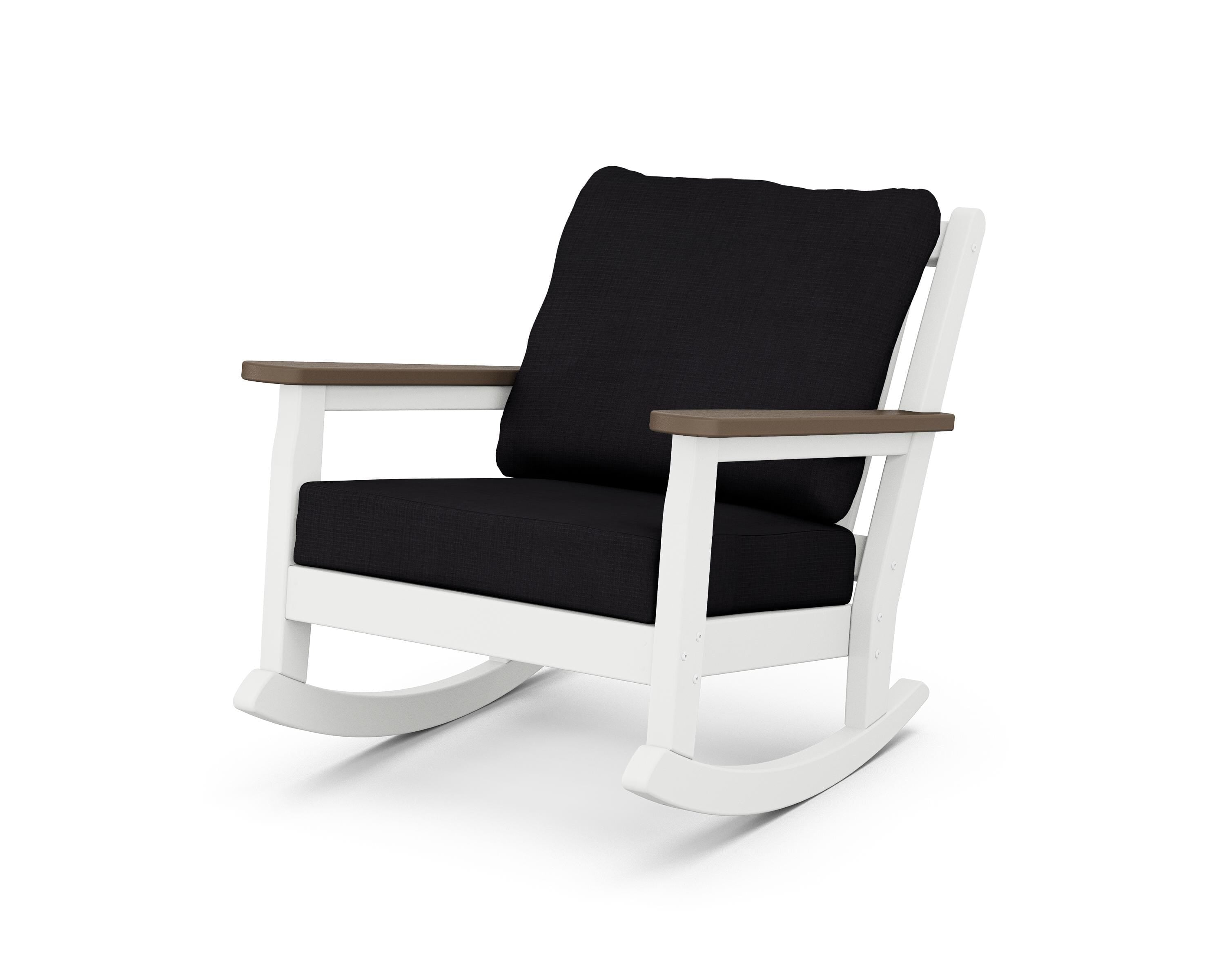 POLYWOOD® Chippendale Deep Seating Rocking Chair in White / Kona / Midnight Linen