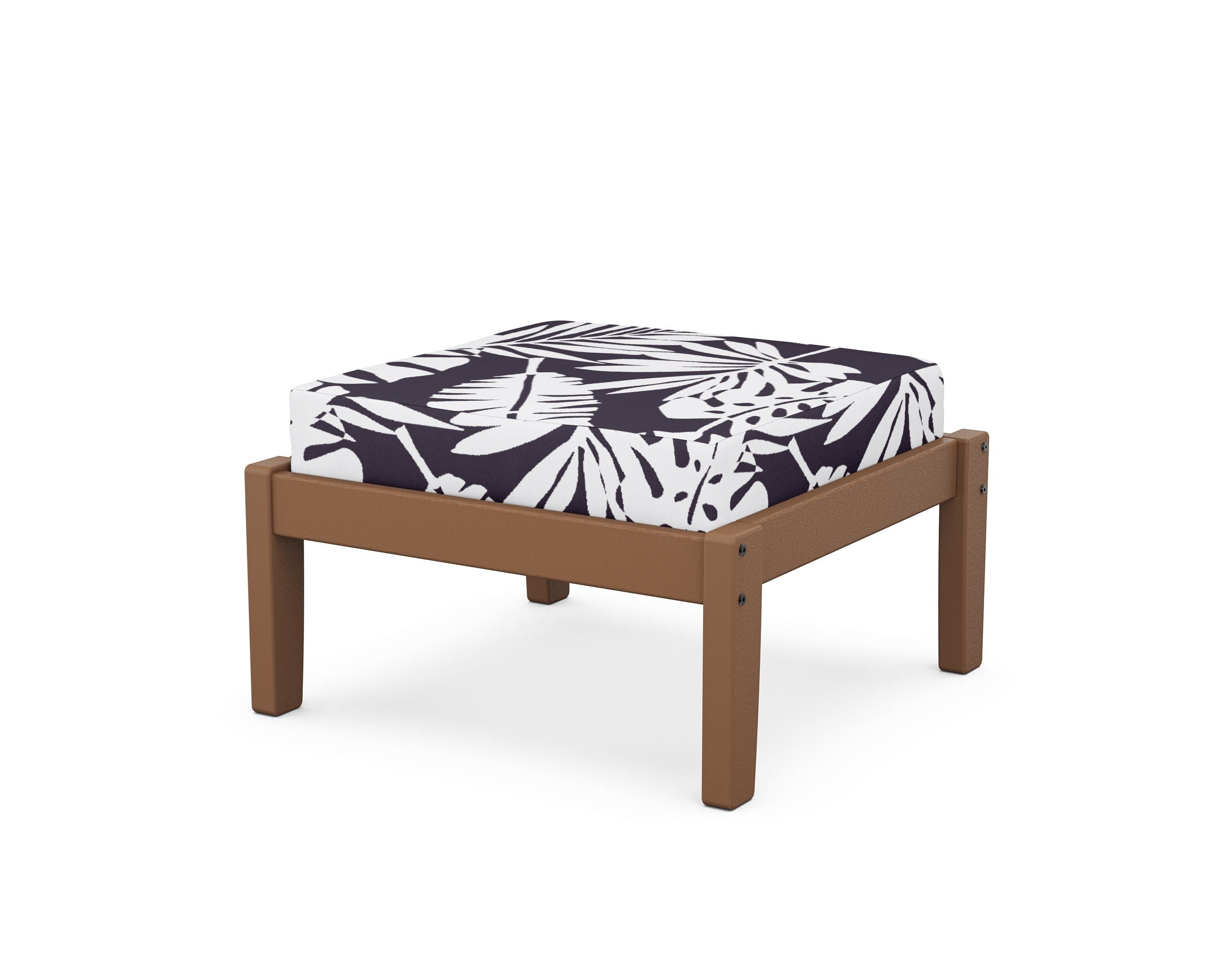 Unbranded Deep Seating Ottoman in Teak / Leaf Navy