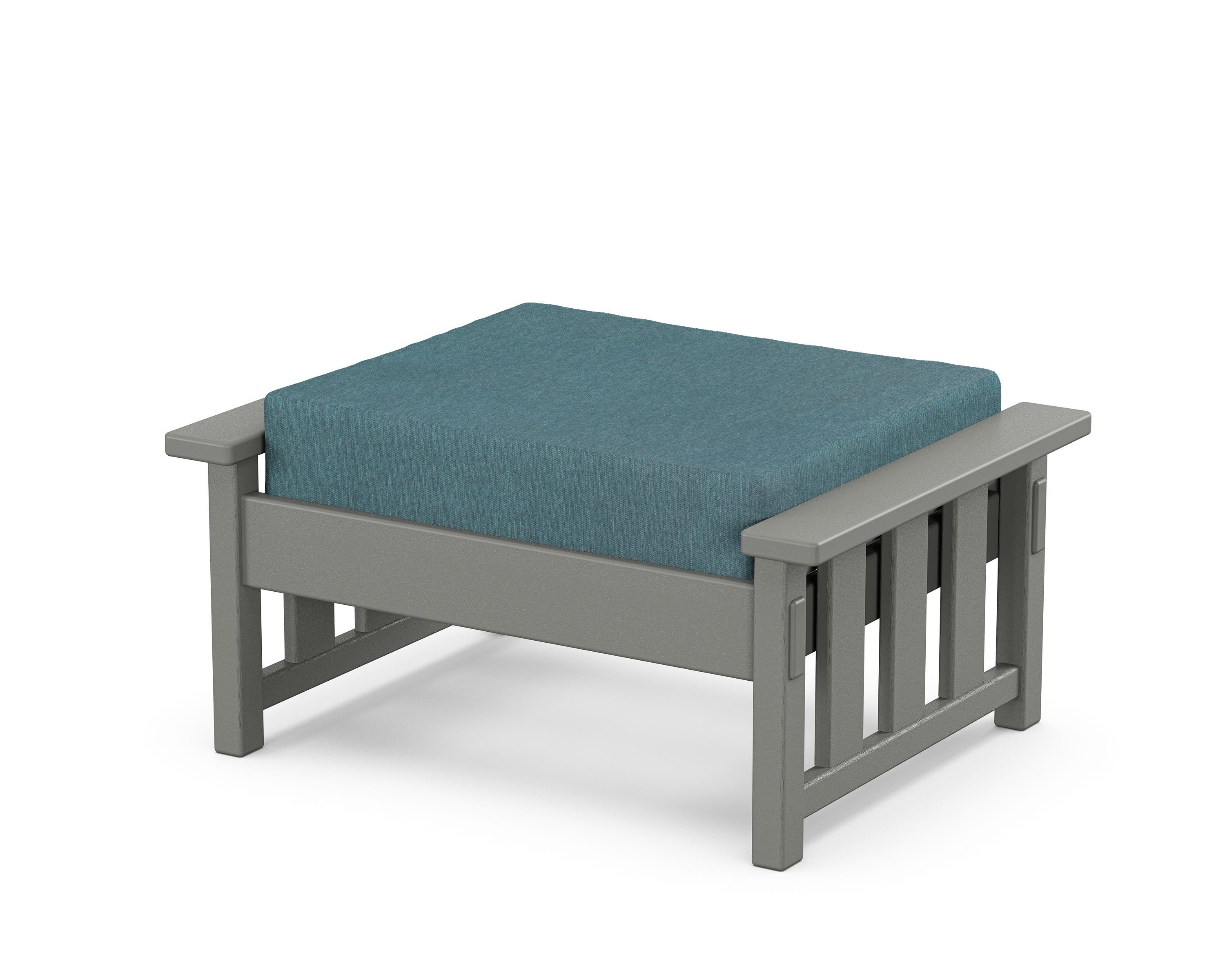 Martha Stewart by POLYWOOD® Acadia Deep Seating Ottoman in Slate Grey / Ocean Teal