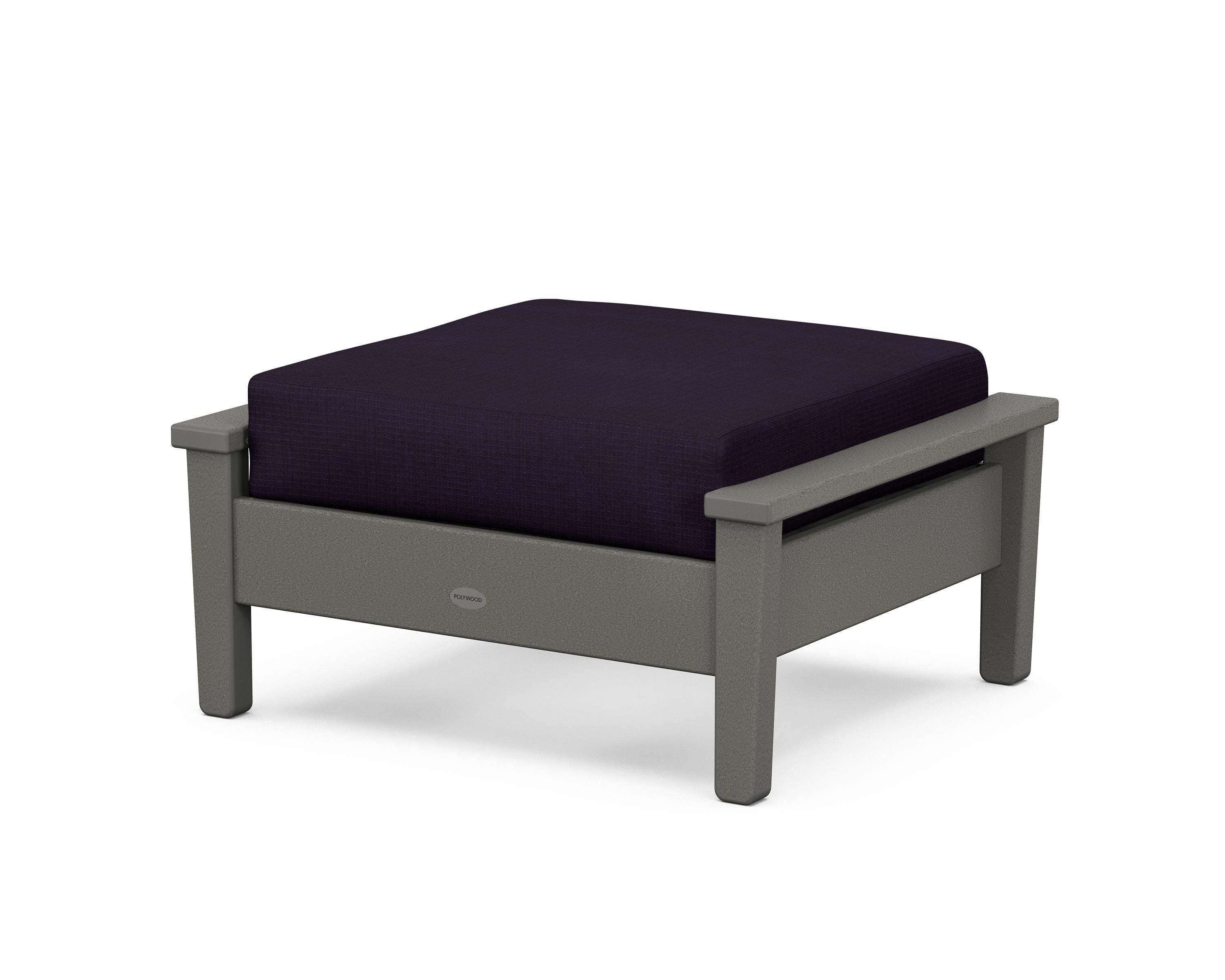 POLYWOOD® Prescott Deep Seating Ottoman in Slate Grey / Navy Linen