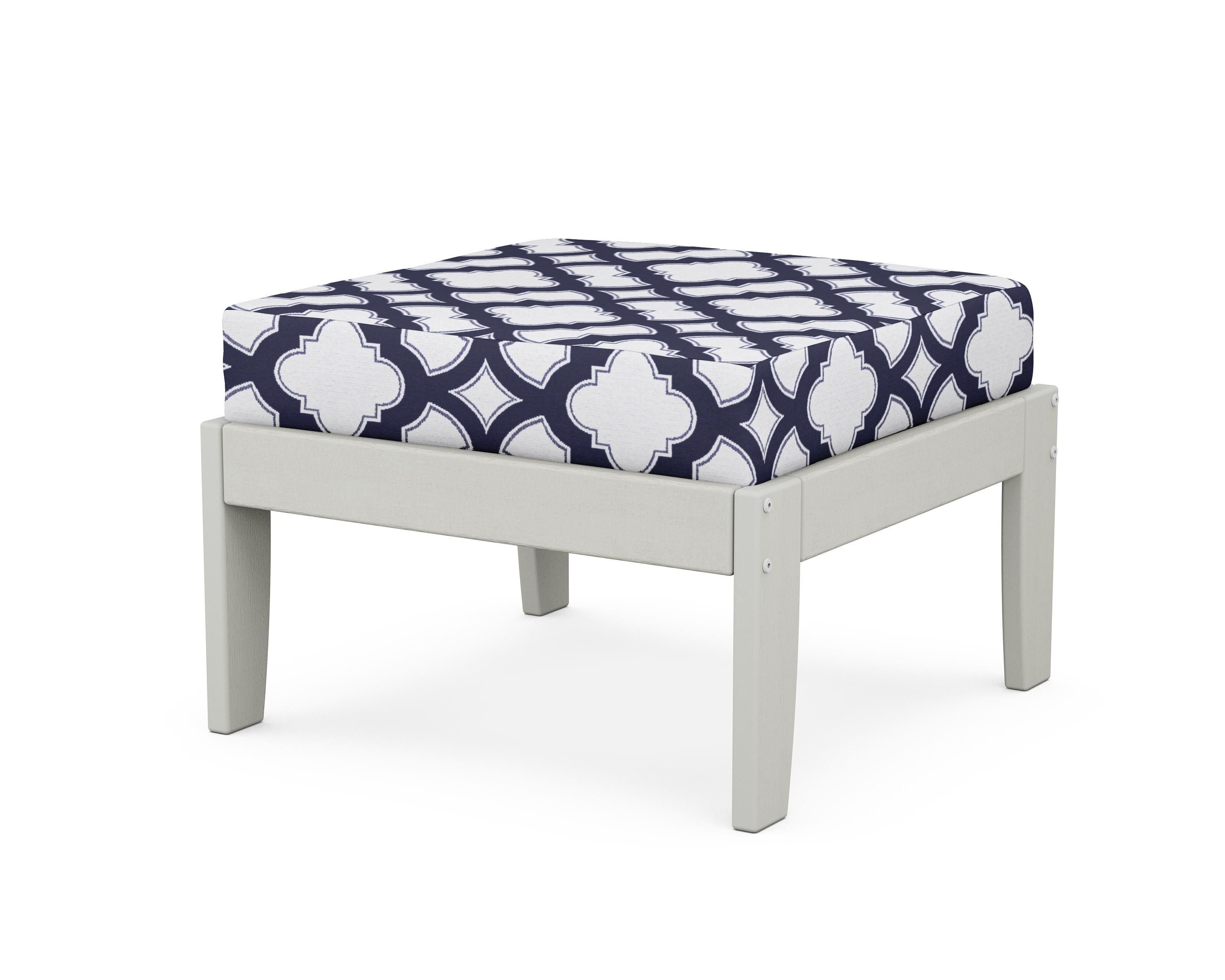 Unbranded Modular Ottoman - Classic in Vintage White / Trellis Navy