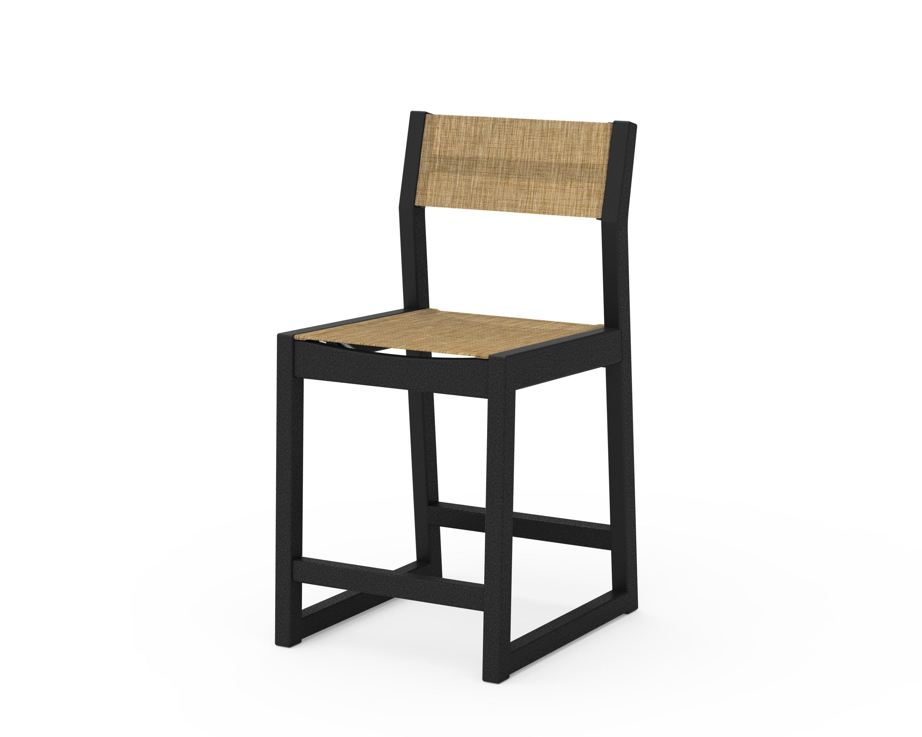 POLYWOOD® EDGE Sling Counter Side Chair in Black / Burlap Sling