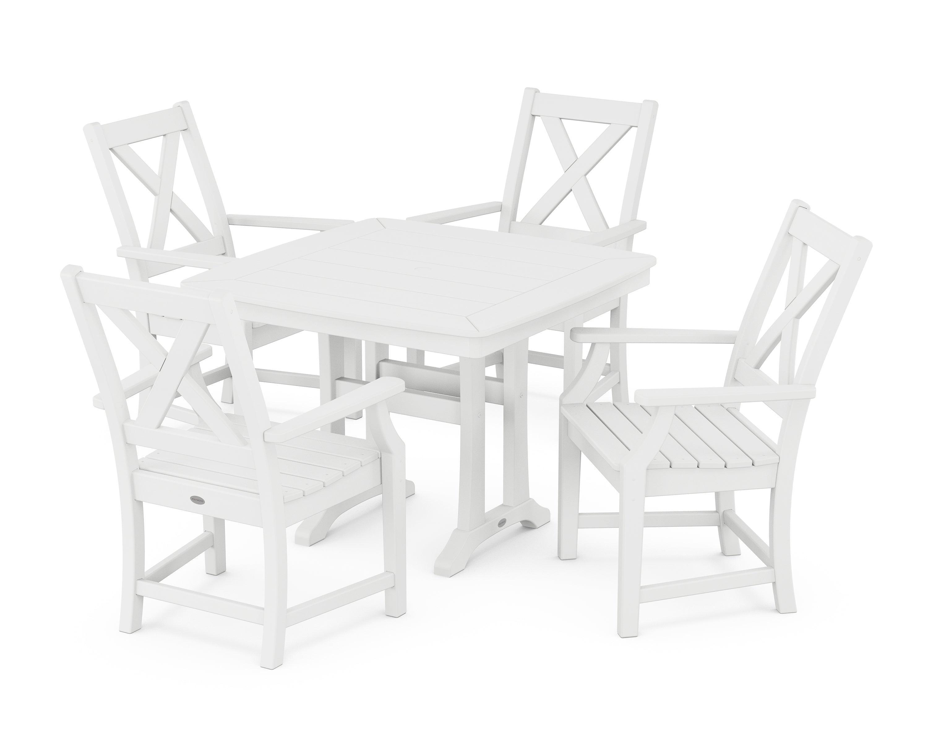 POLYWOOD® Braxton 5-Piece Dining Set with Trestle Legs in White