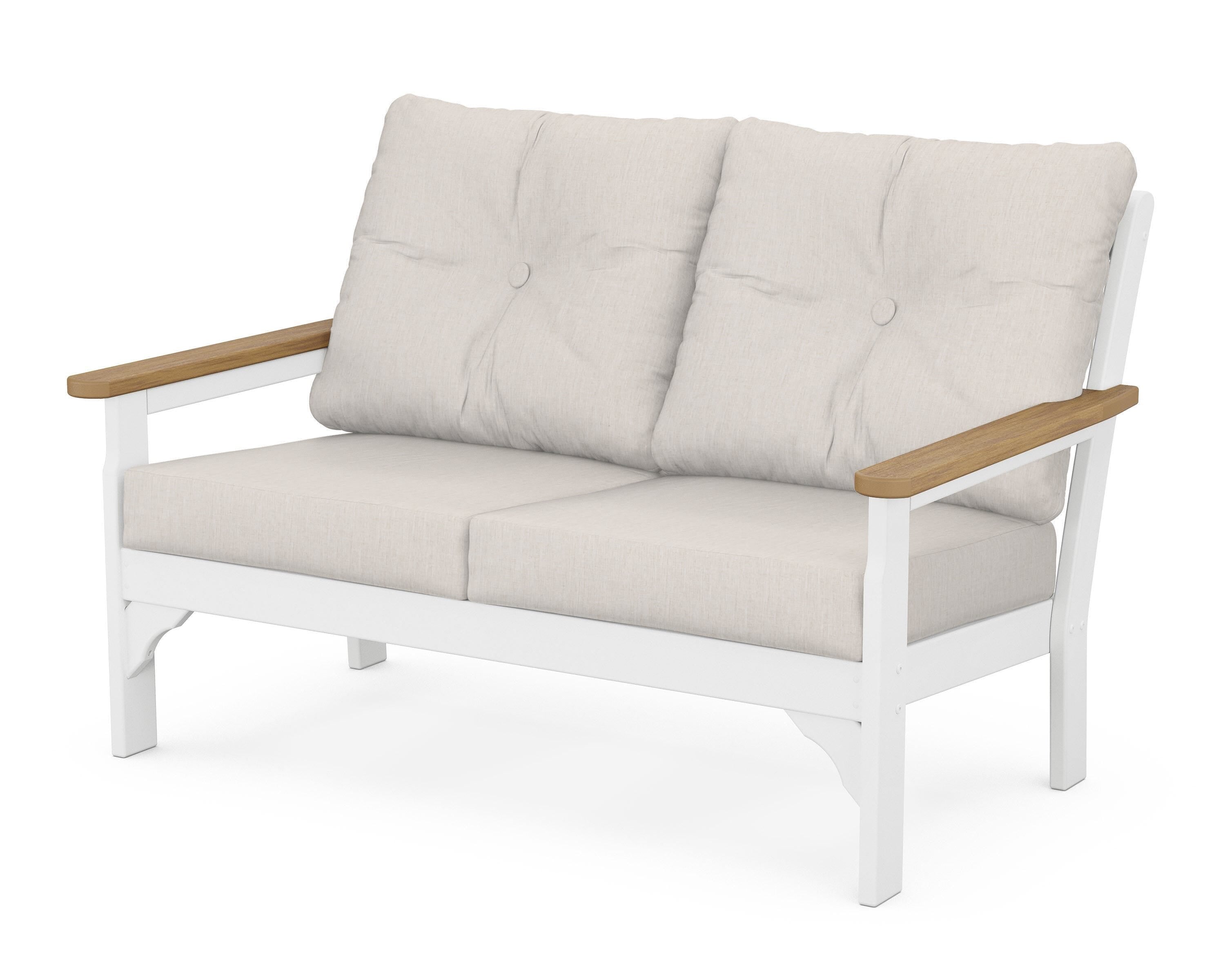 POLYWOOD® Vineyard Deep Seating Loveseat in White / Natural / Cast Ash