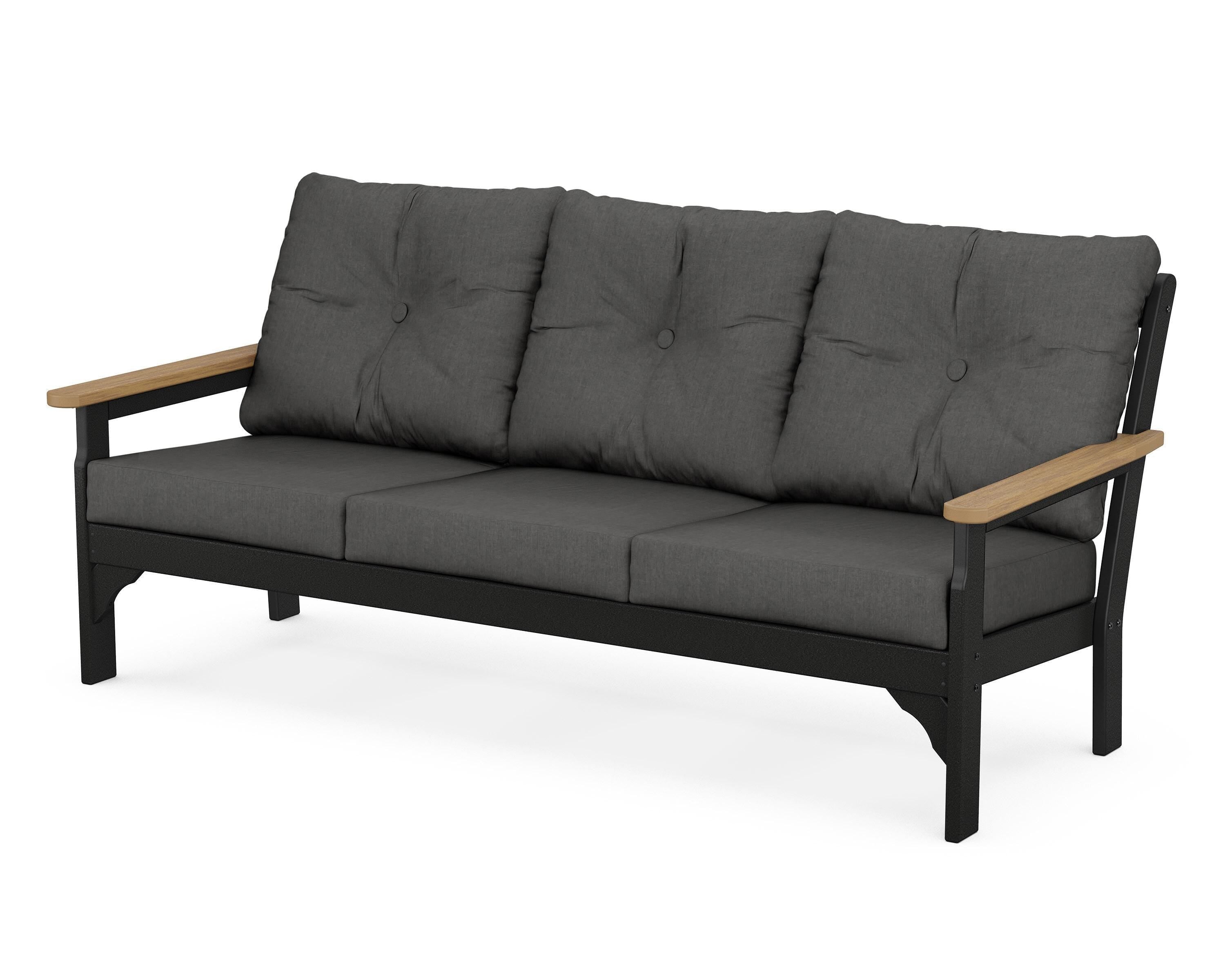 POLYWOOD® Vineyard Deep Seating Sofa in Black / Natural / Spectrum Carbon