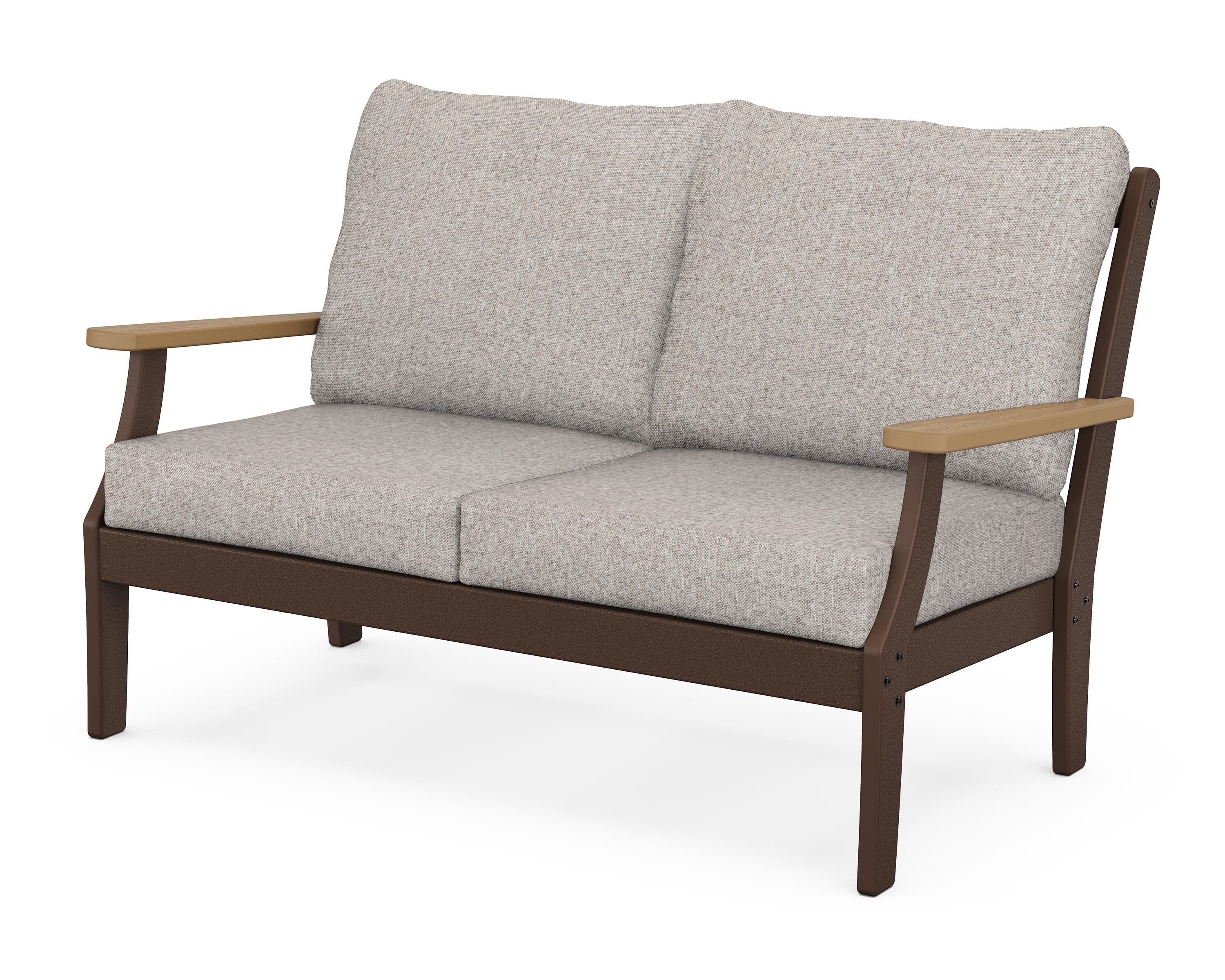 POLYWOOD® Braxton Deep Seating Loveseat in Mahogany / Natural / Weathered Tweed