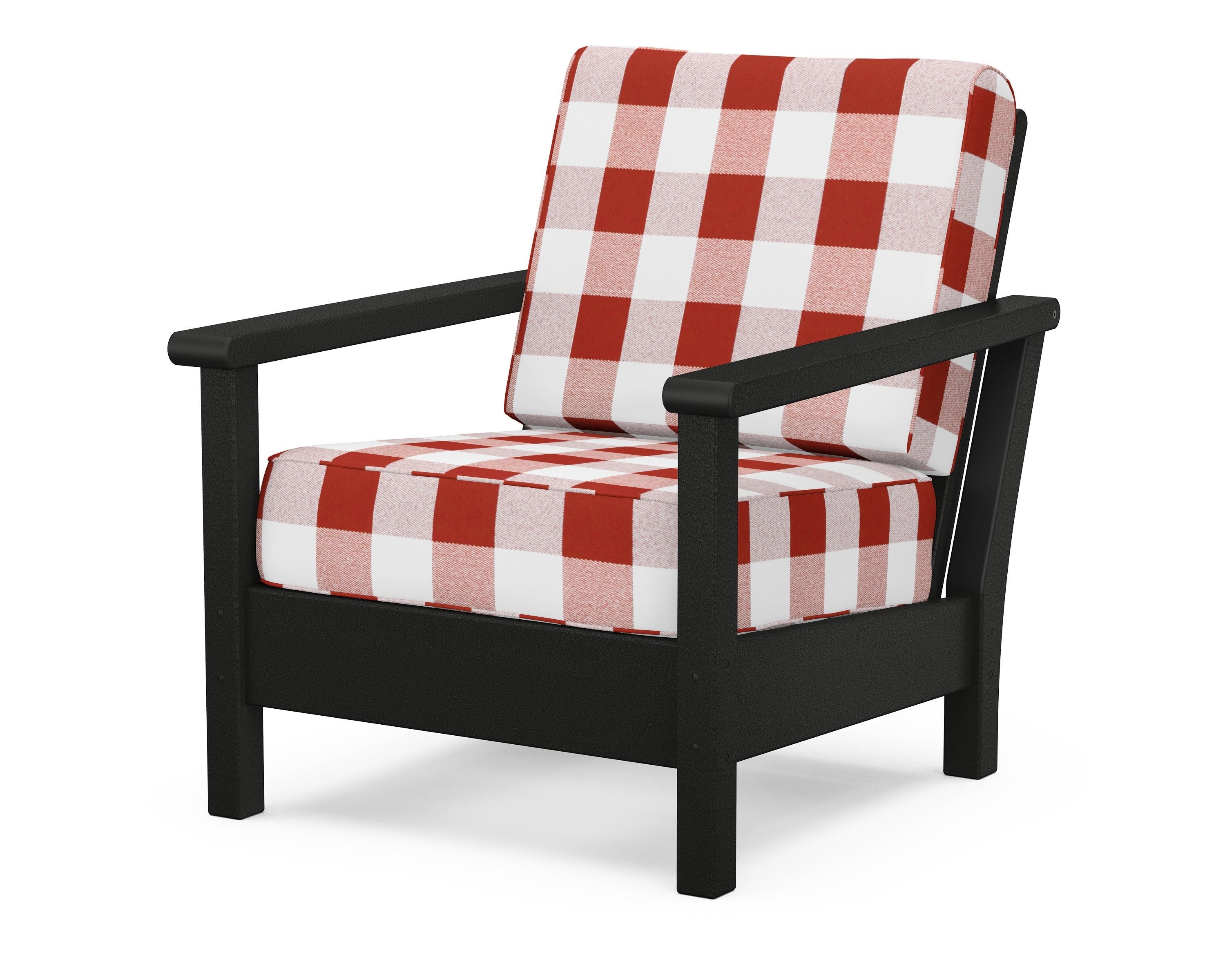 POLYWOOD® Harbour Deep Seating Chair in Black / Buffalo Plaid Crimson