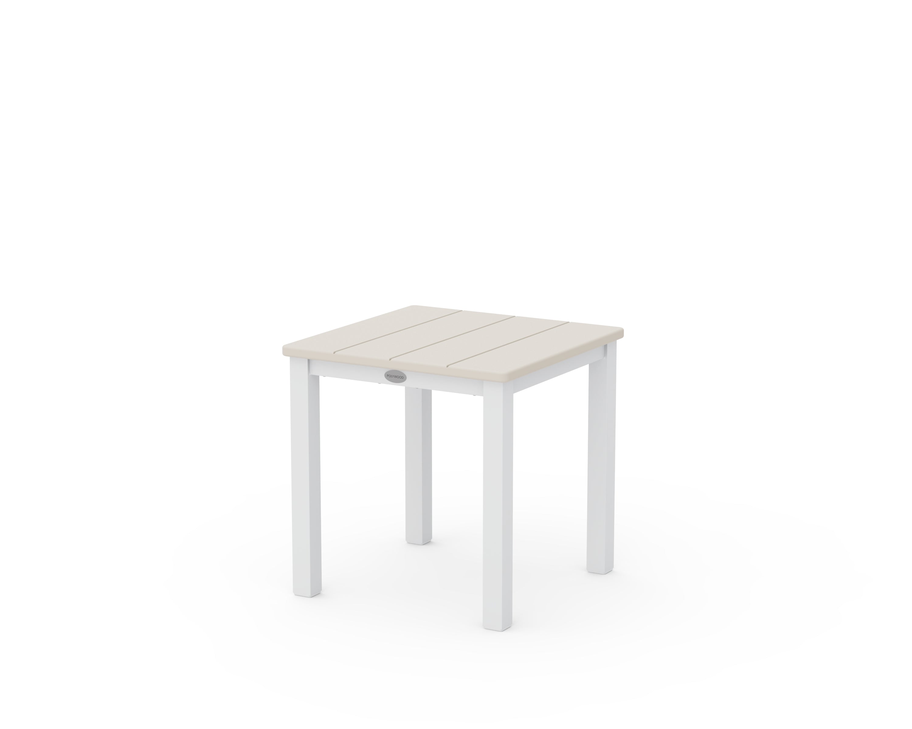 POLYWOOD® Main Street 18" Side Table in White / Sand