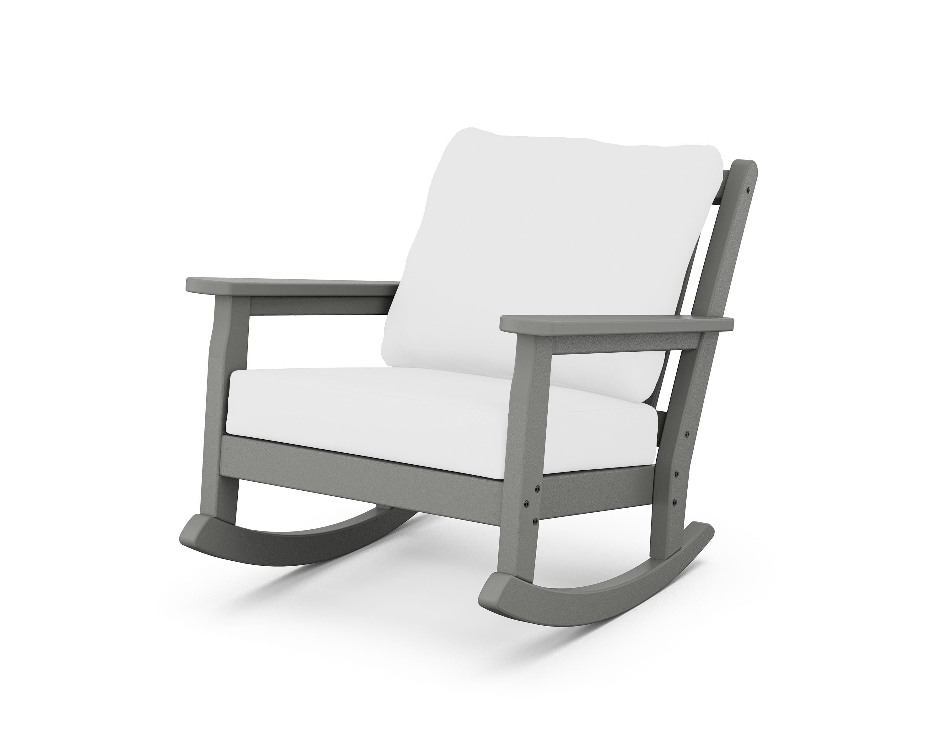 POLYWOOD® Chippendale Deep Seating Rocking Chair in Slate Grey / Natural