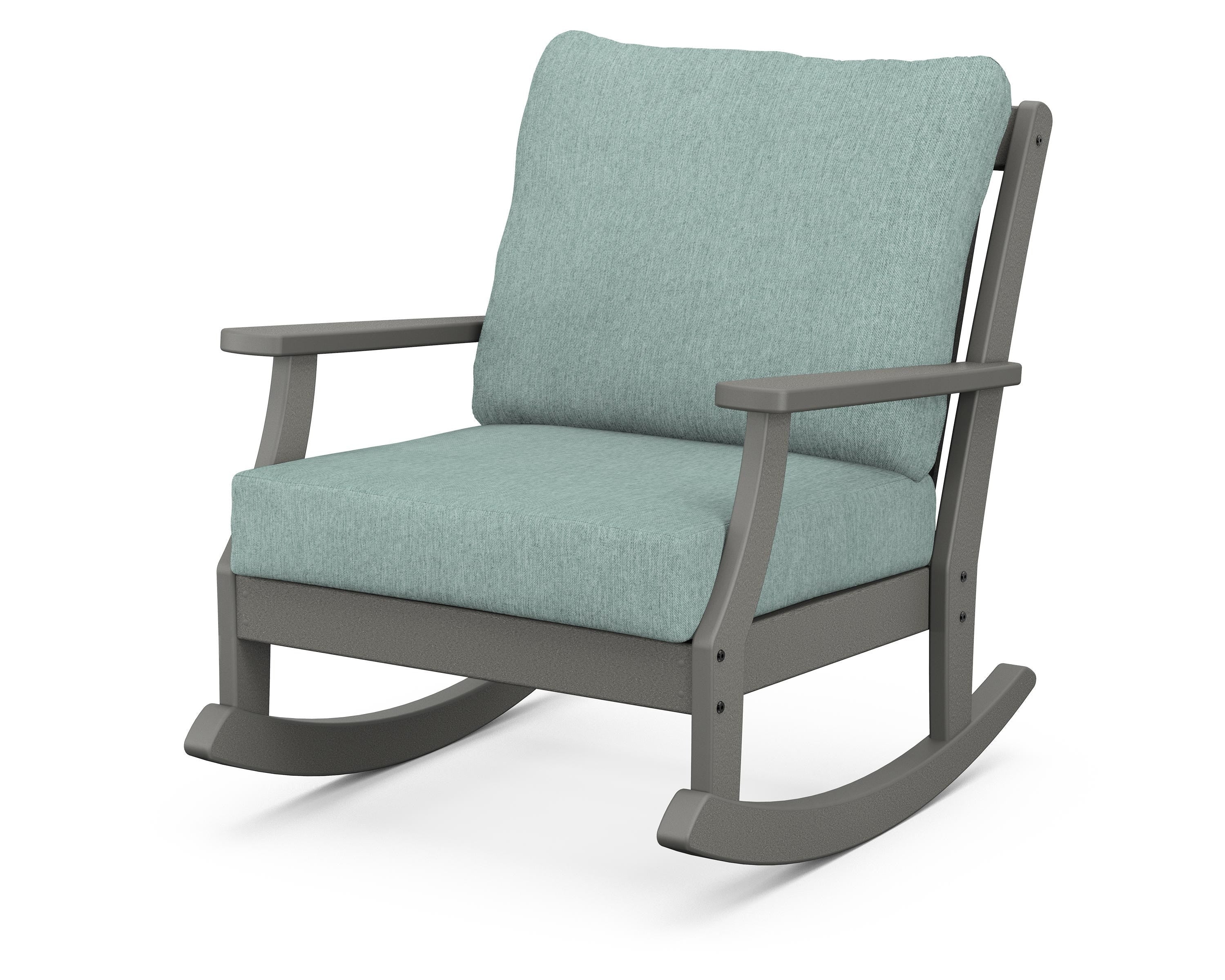 POLYWOOD® Braxton Deep Seating Rocking Chair in Slate Grey / Glacier Spa