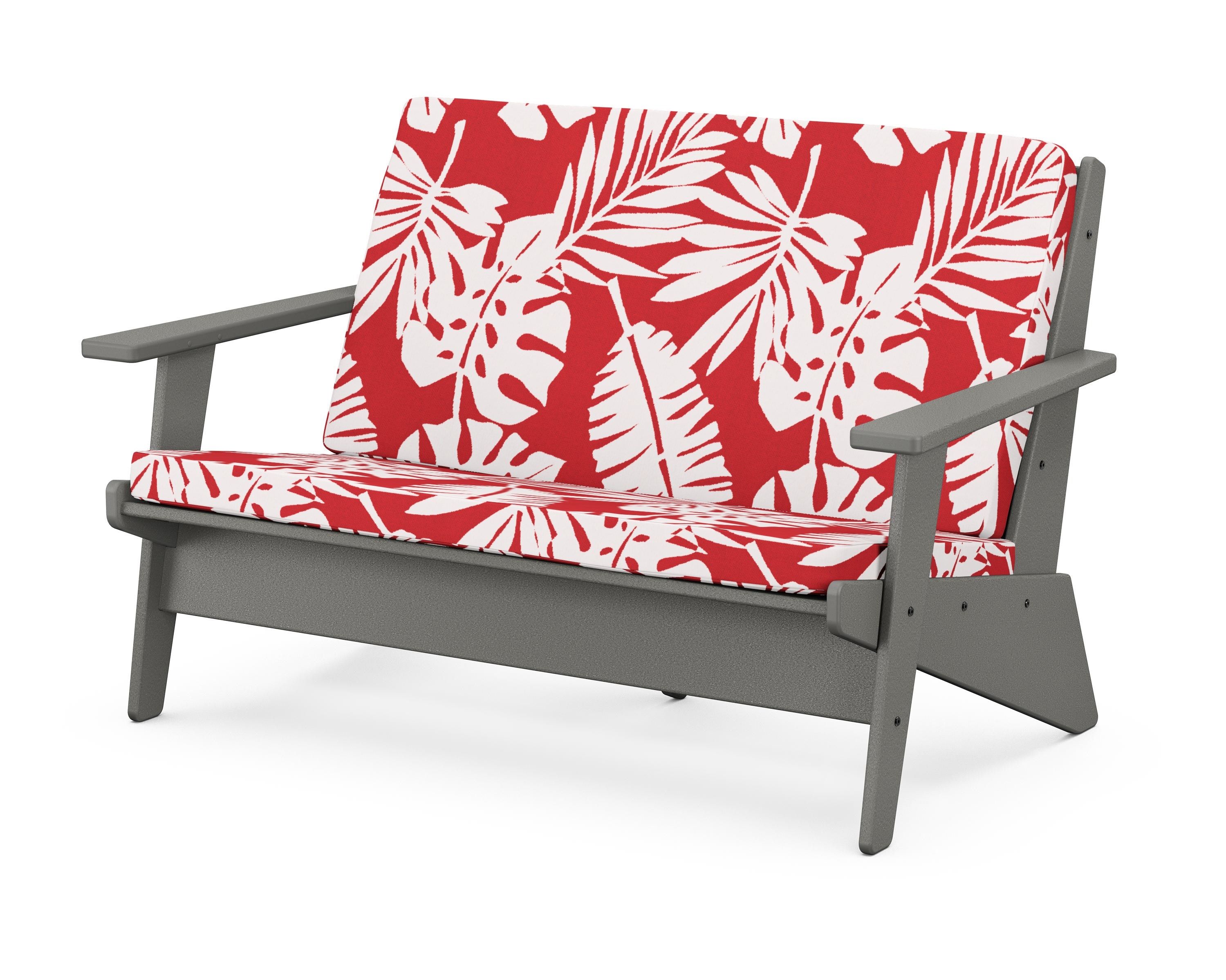 POLYWOOD® Riviera Modern Lounge Loveseat in Slate Grey / Leaf Crimson