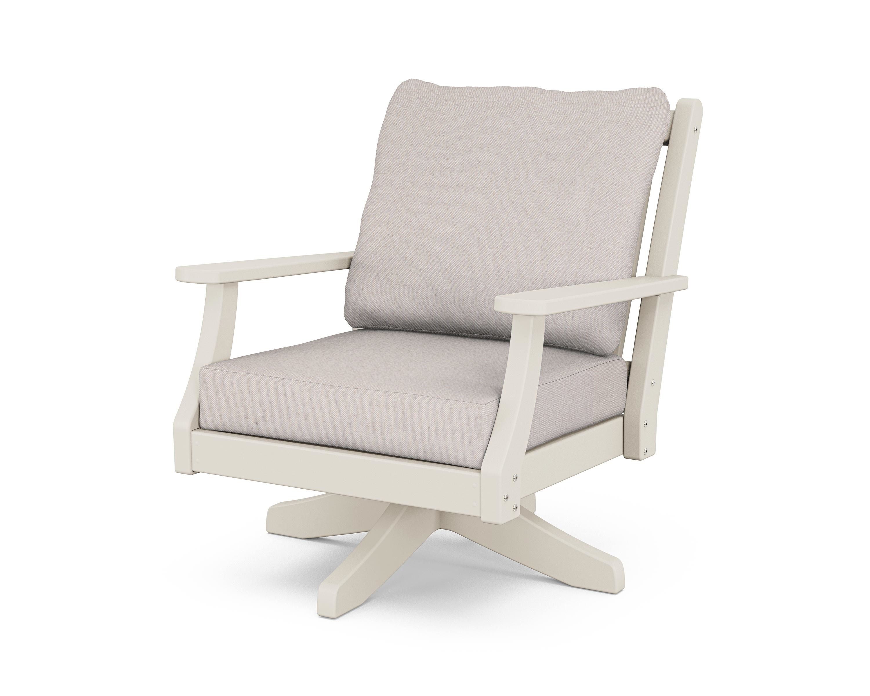 Country Living Wovendale Deep Seating Swivel Chair in Sand / Dune Burlap