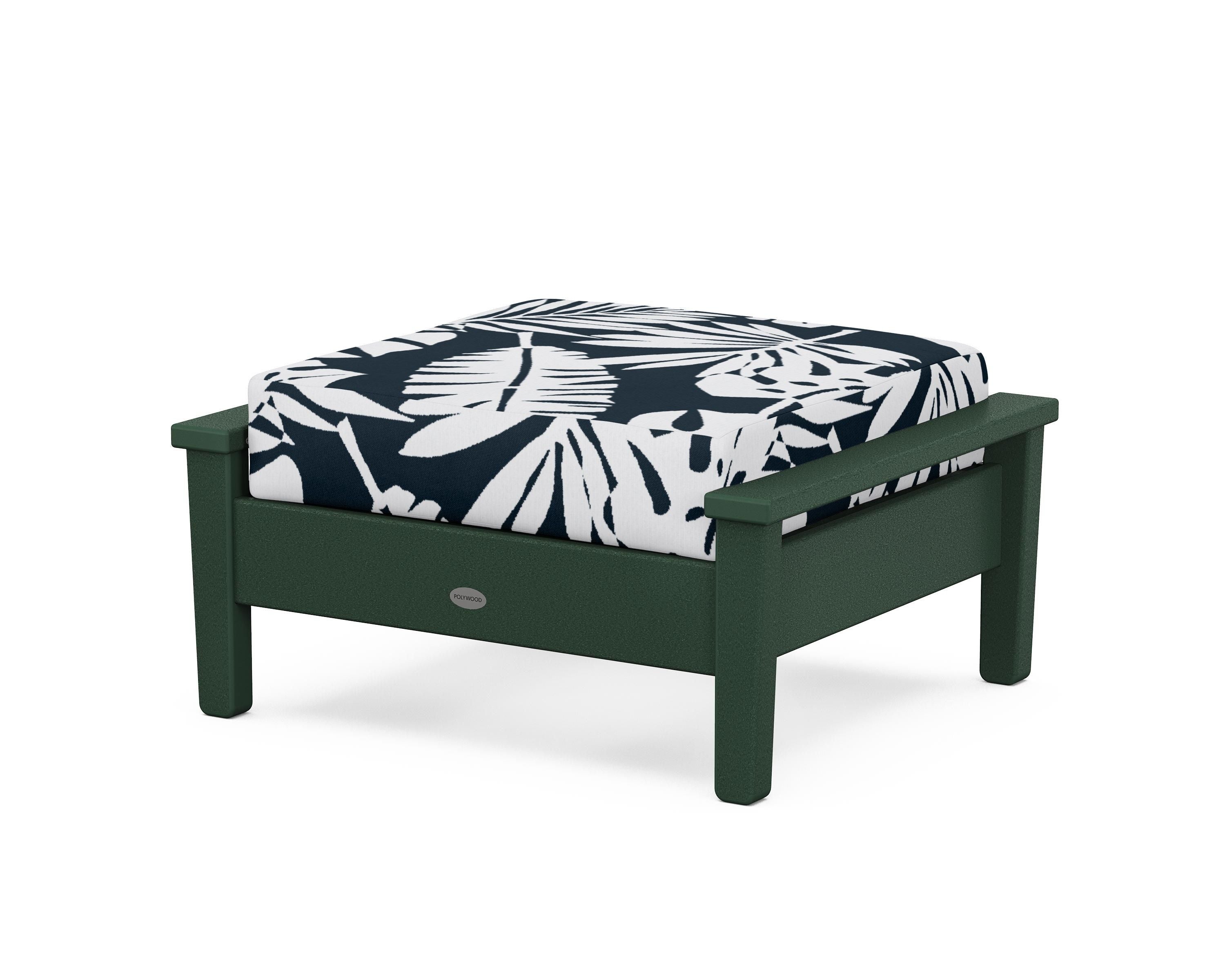 POLYWOOD® Prescott Deep Seating Ottoman in Green / Leaf Marine Indigo