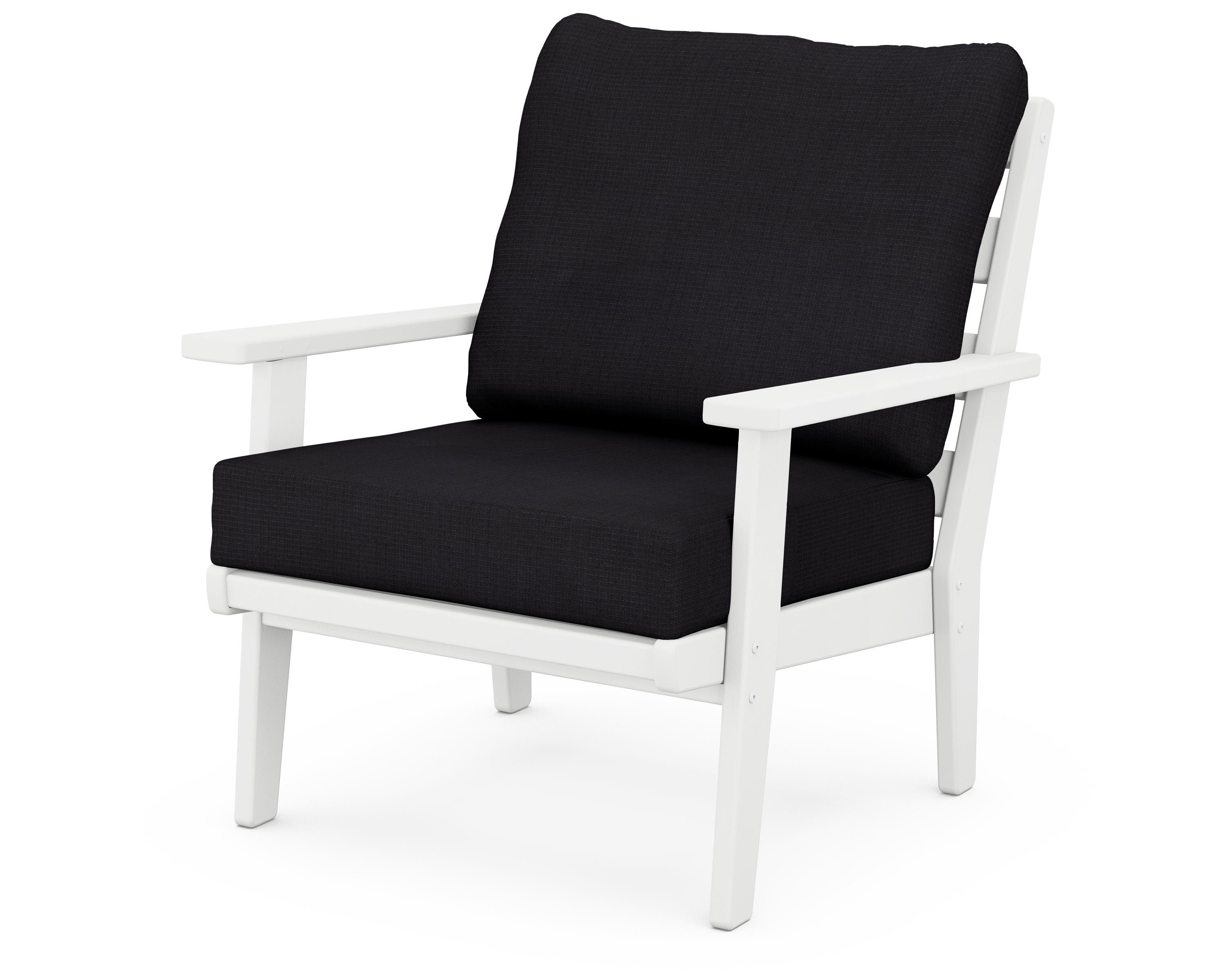 POLYWOOD® Grant Park Deep Seating Chair in White / Midnight Linen
