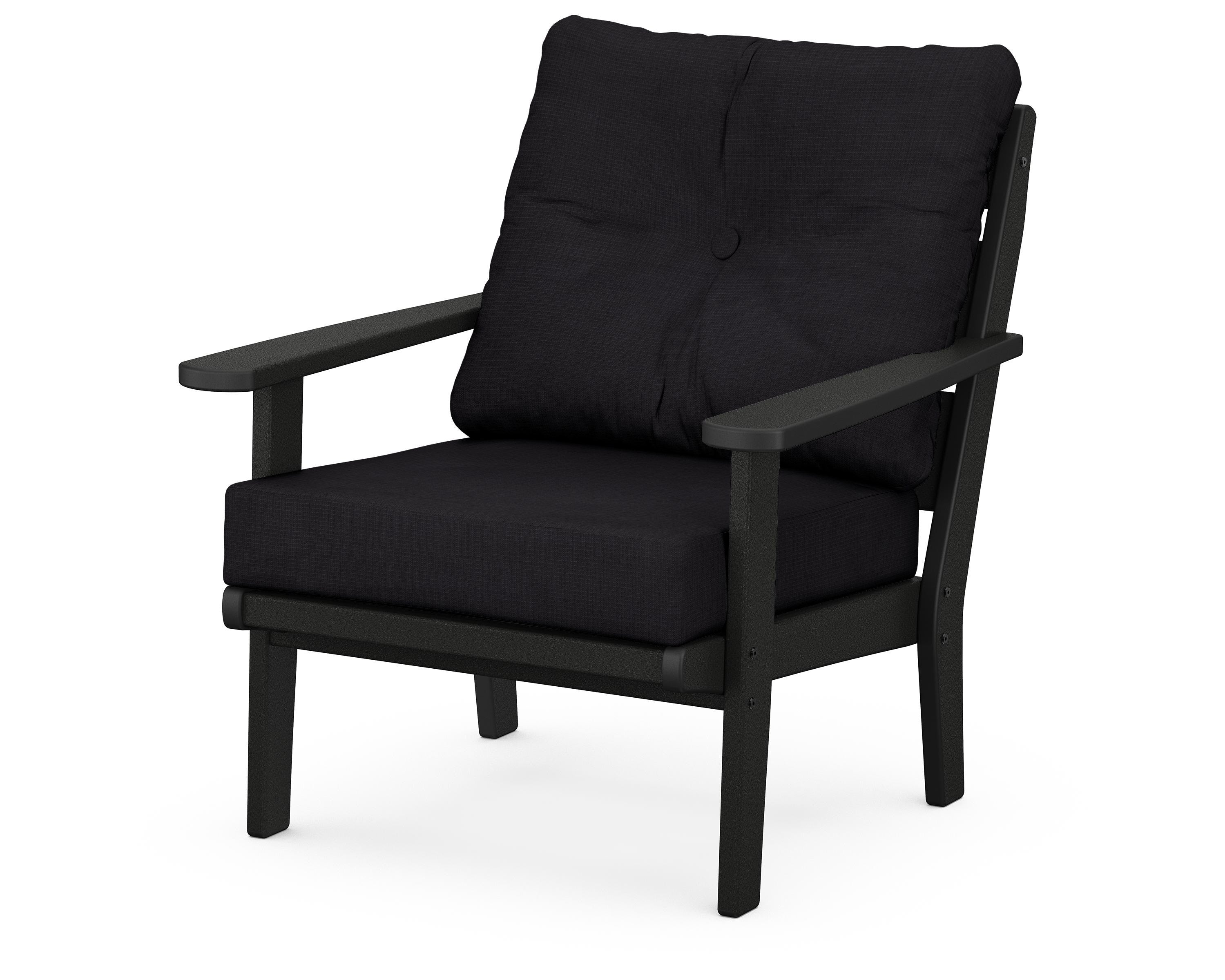 POLYWOOD® Lakeside Deep Seating Chair in Black / Midnight Linen