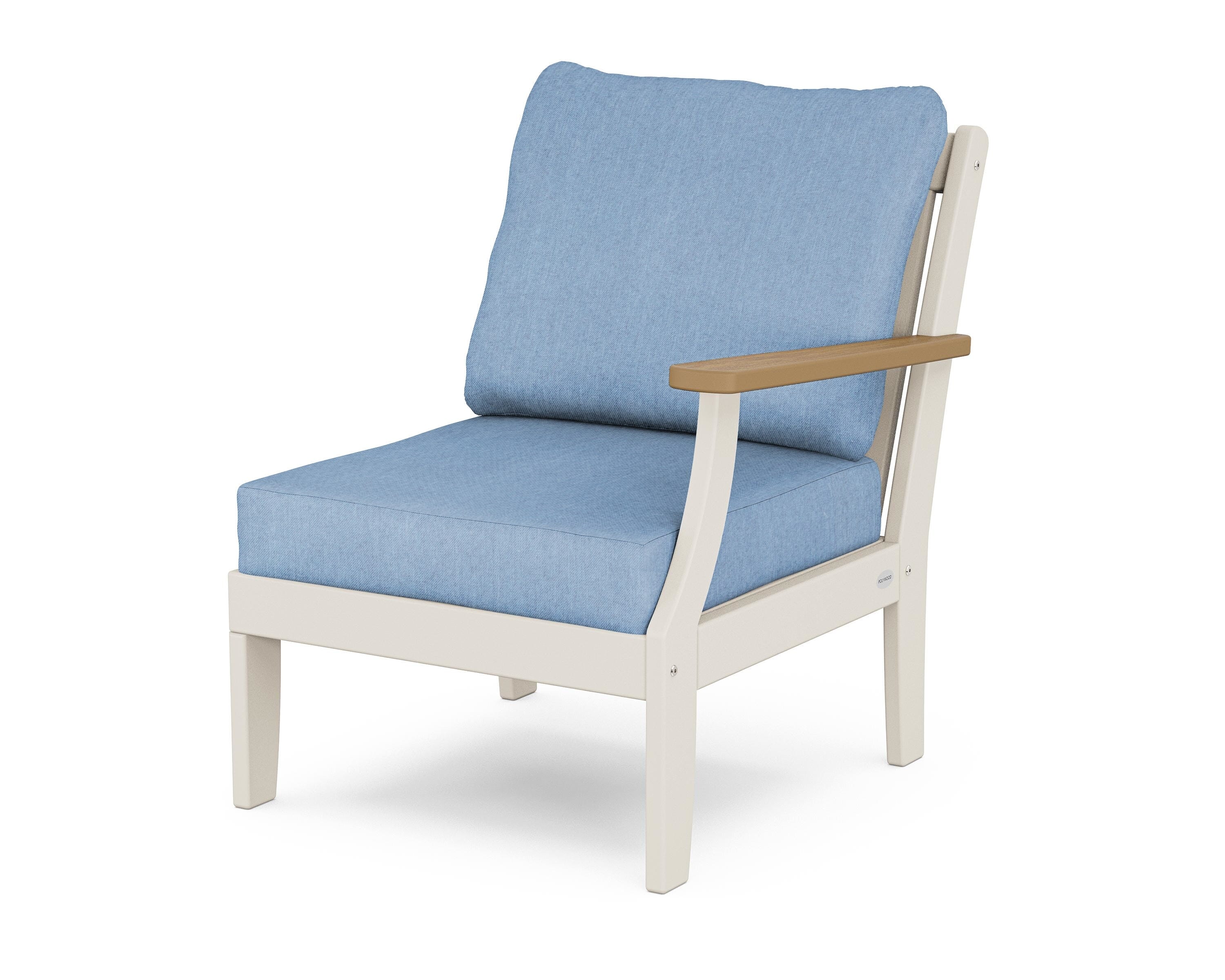 POLYWOOD® Braxton Modular Right Arm Chair in Sand / Natural / Sky Blue