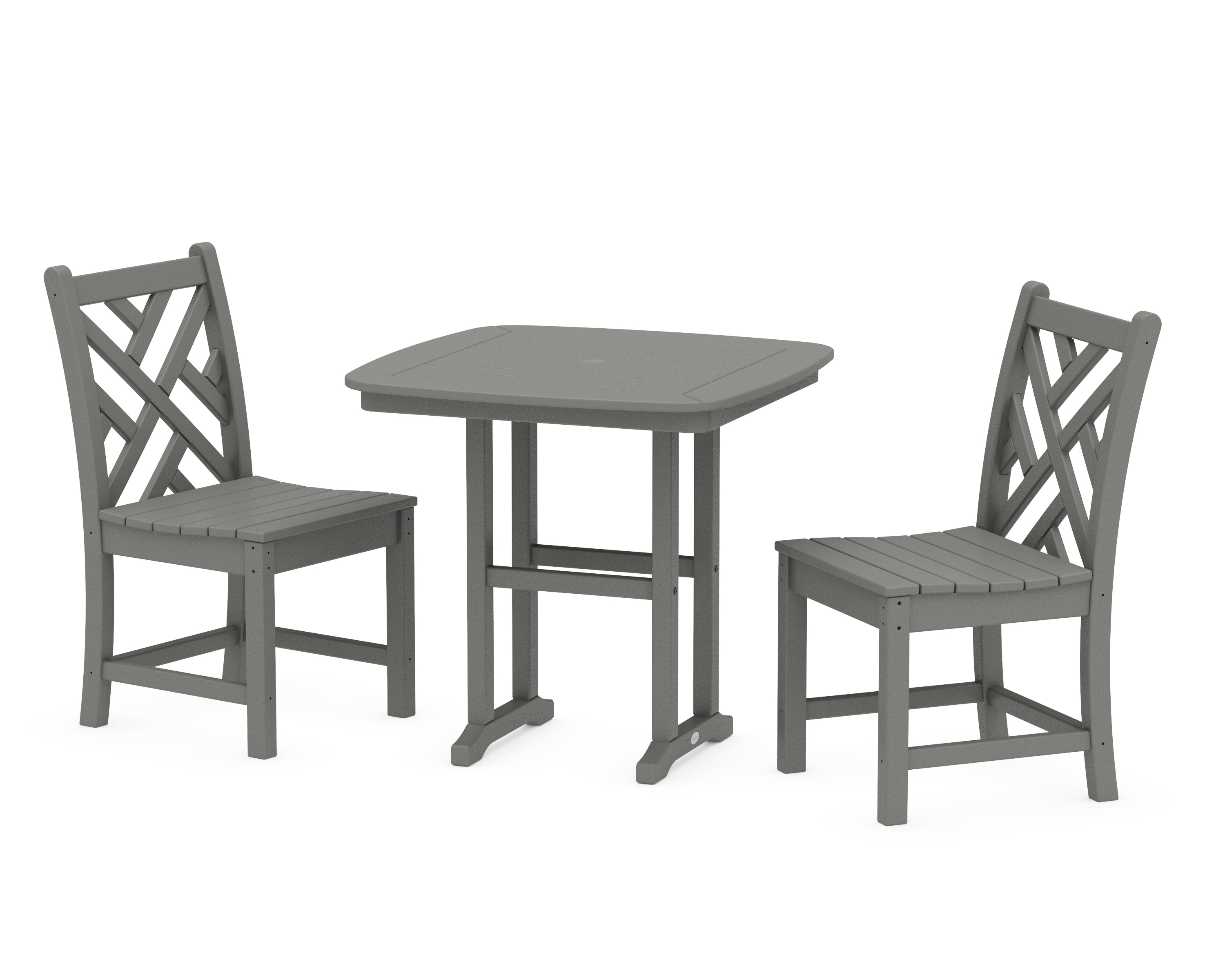 POLYWOOD® Chippendale Side Chair 3-Piece Dining Set in Slate Grey