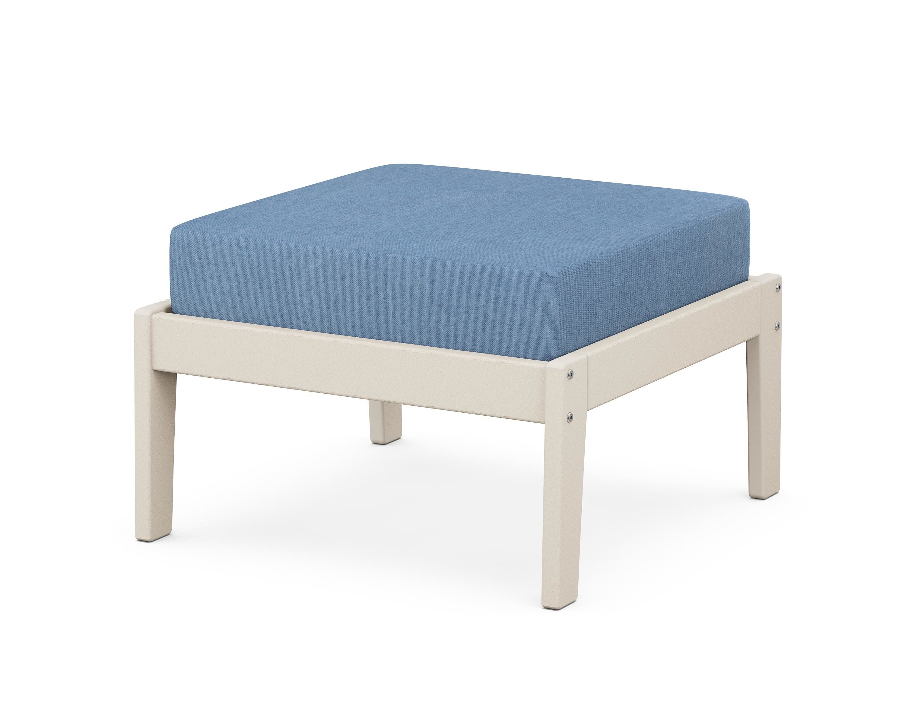 Unbranded Deep Seating Ottoman in Sand / Sky Blue