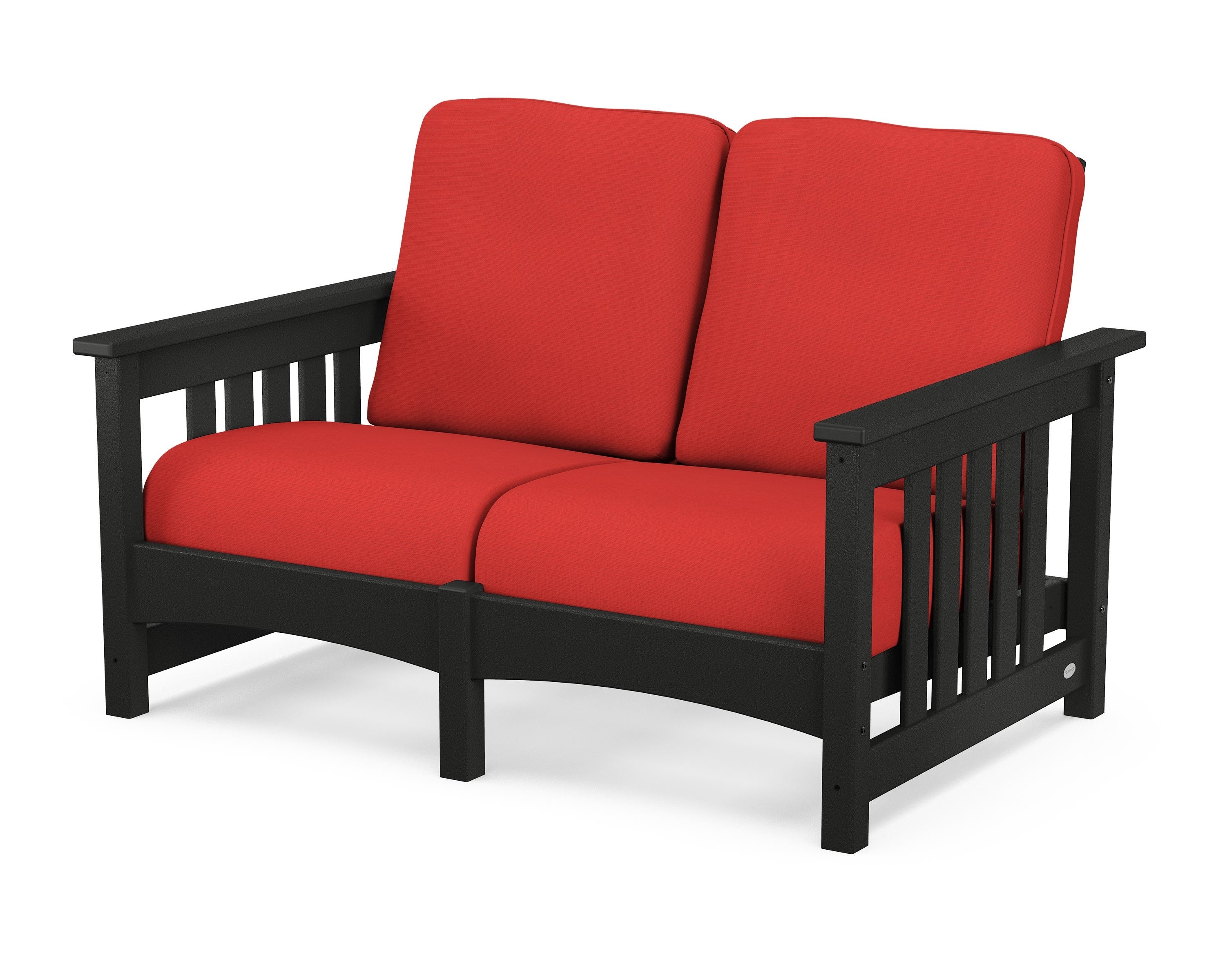 POLYWOOD® Club Mission Loveseat in Black / Crimson Linen