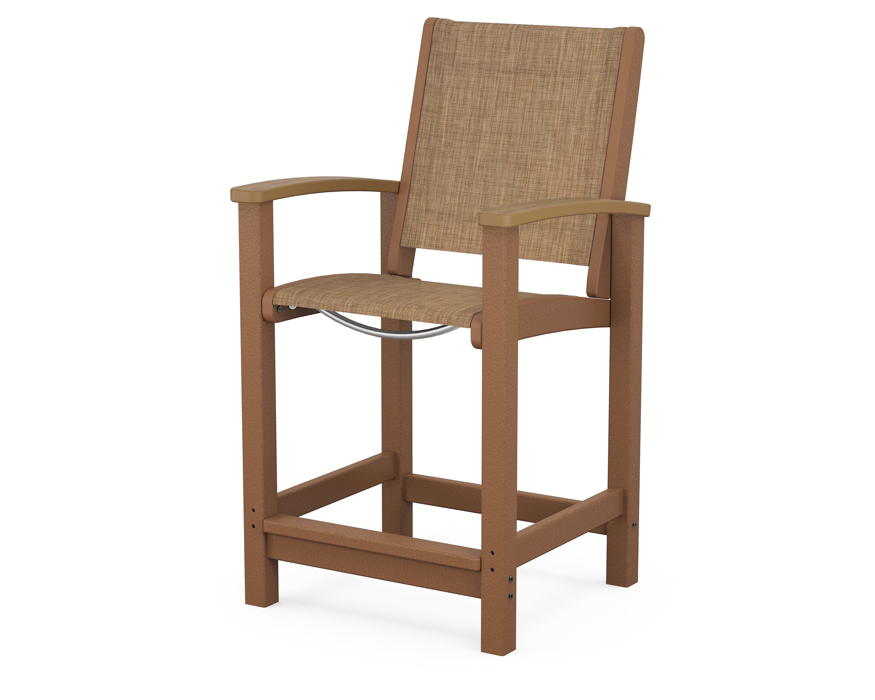 POLYWOOD® Coastal Counter Chair in Teak / Natural / Burlap Sling