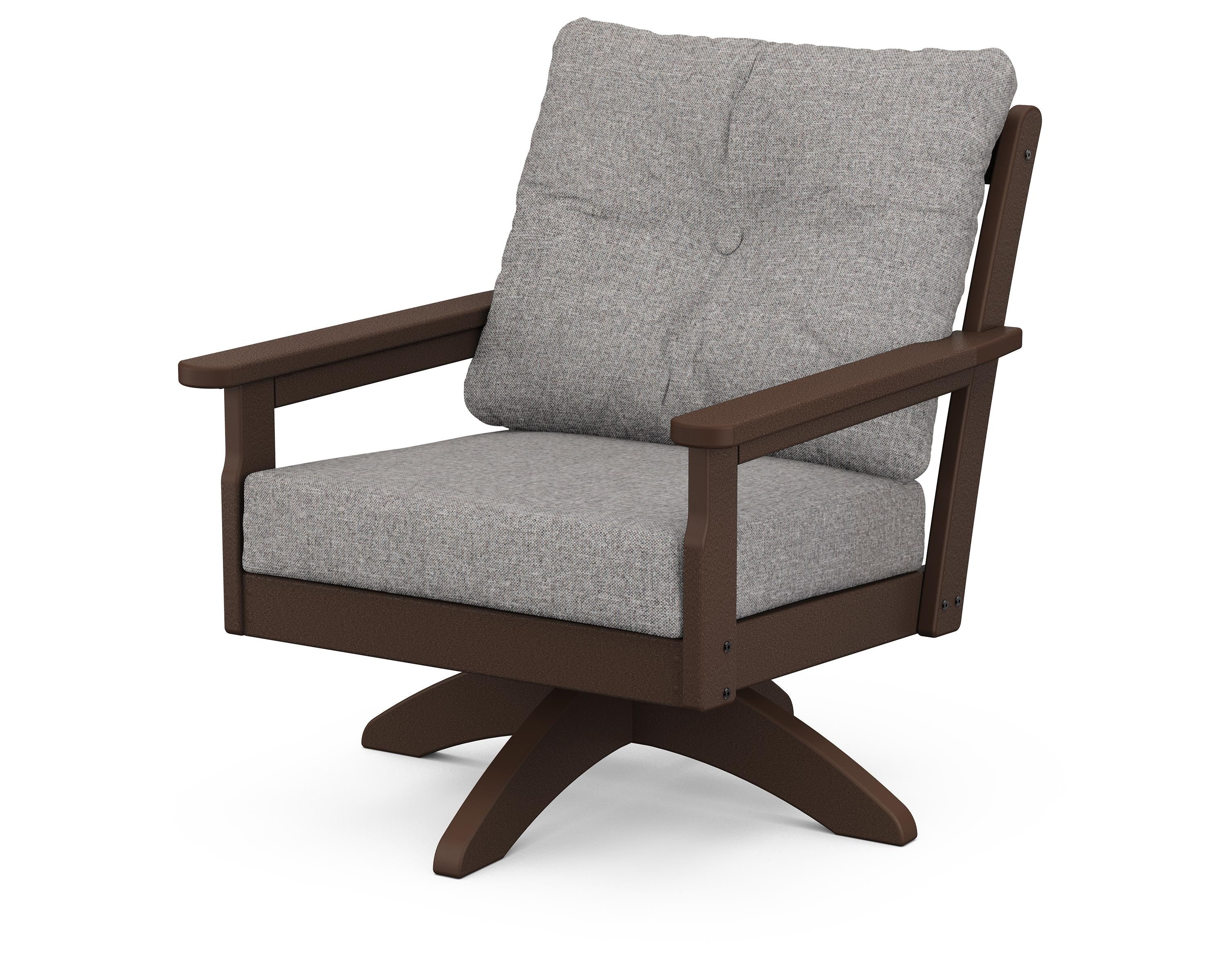 POLYWOOD® Vineyard Deep Seating Swivel Chair in Mahogany / Grey Mist