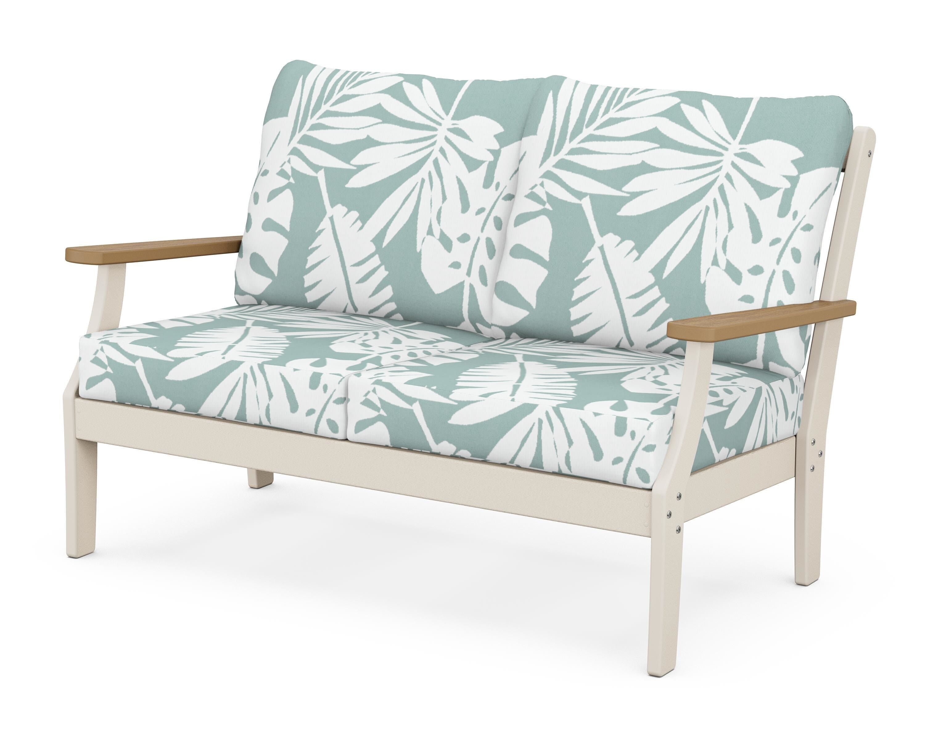 POLYWOOD® Braxton Deep Seating Loveseat in Sand / Natural / Leaf Glacier Spa