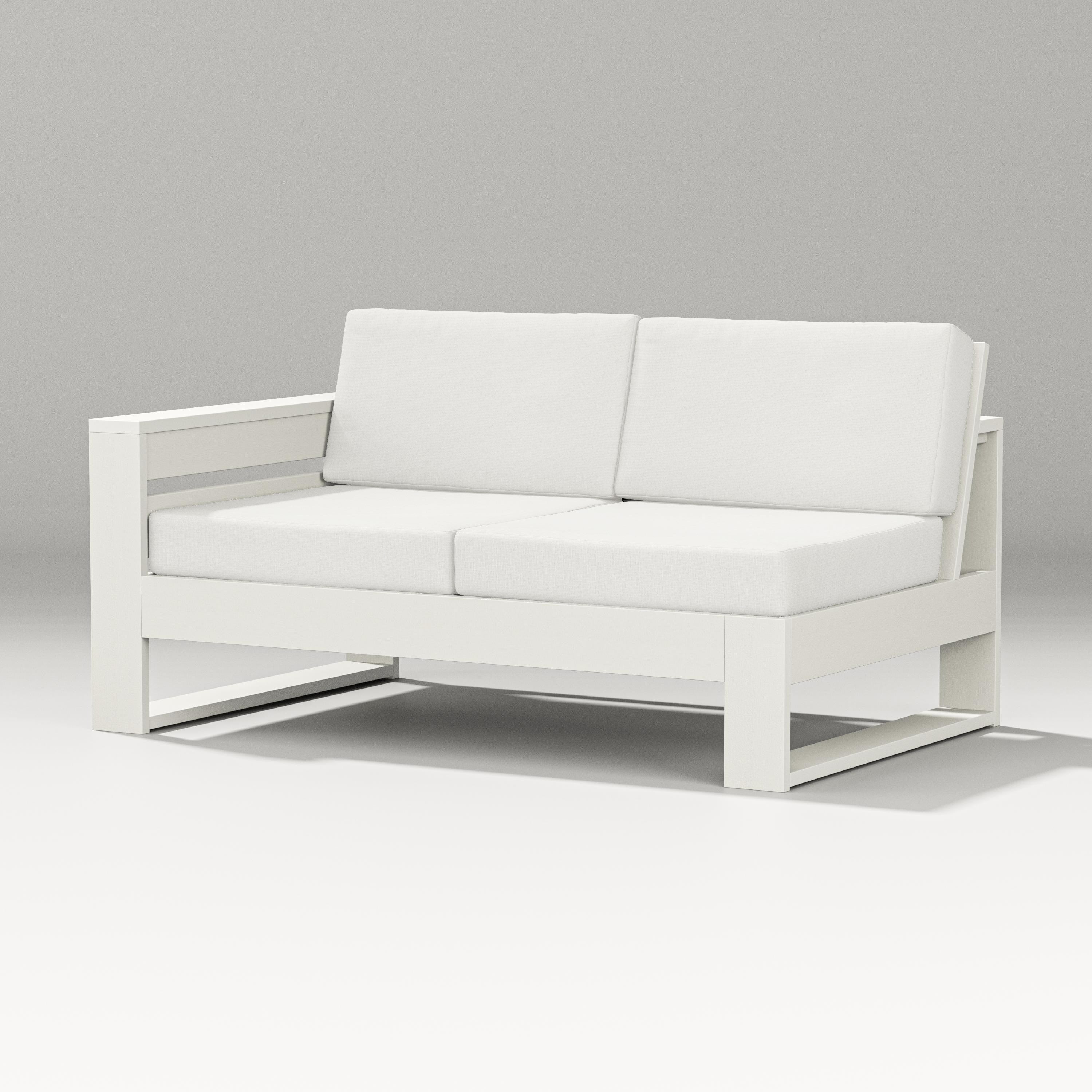 PW Designer Series Latitude Modular Left Arm Loveseat in Vintage White / Natural Linen
